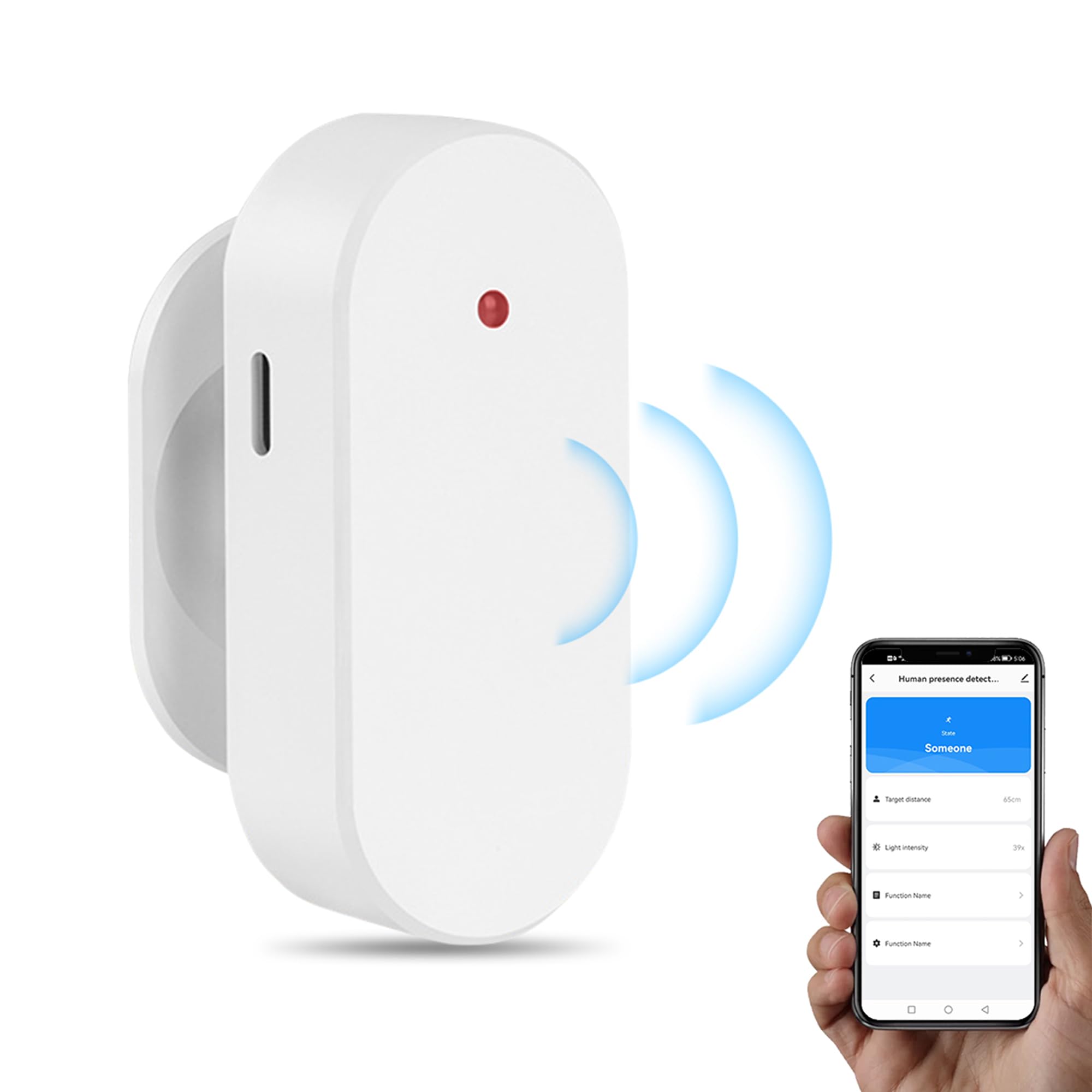 WiFi Human Presence Sensor: 24G mmWave Radar Bulit in Light Sensor, Zone Positioning, Sensitivity Settable,Tuya App Remote Contr