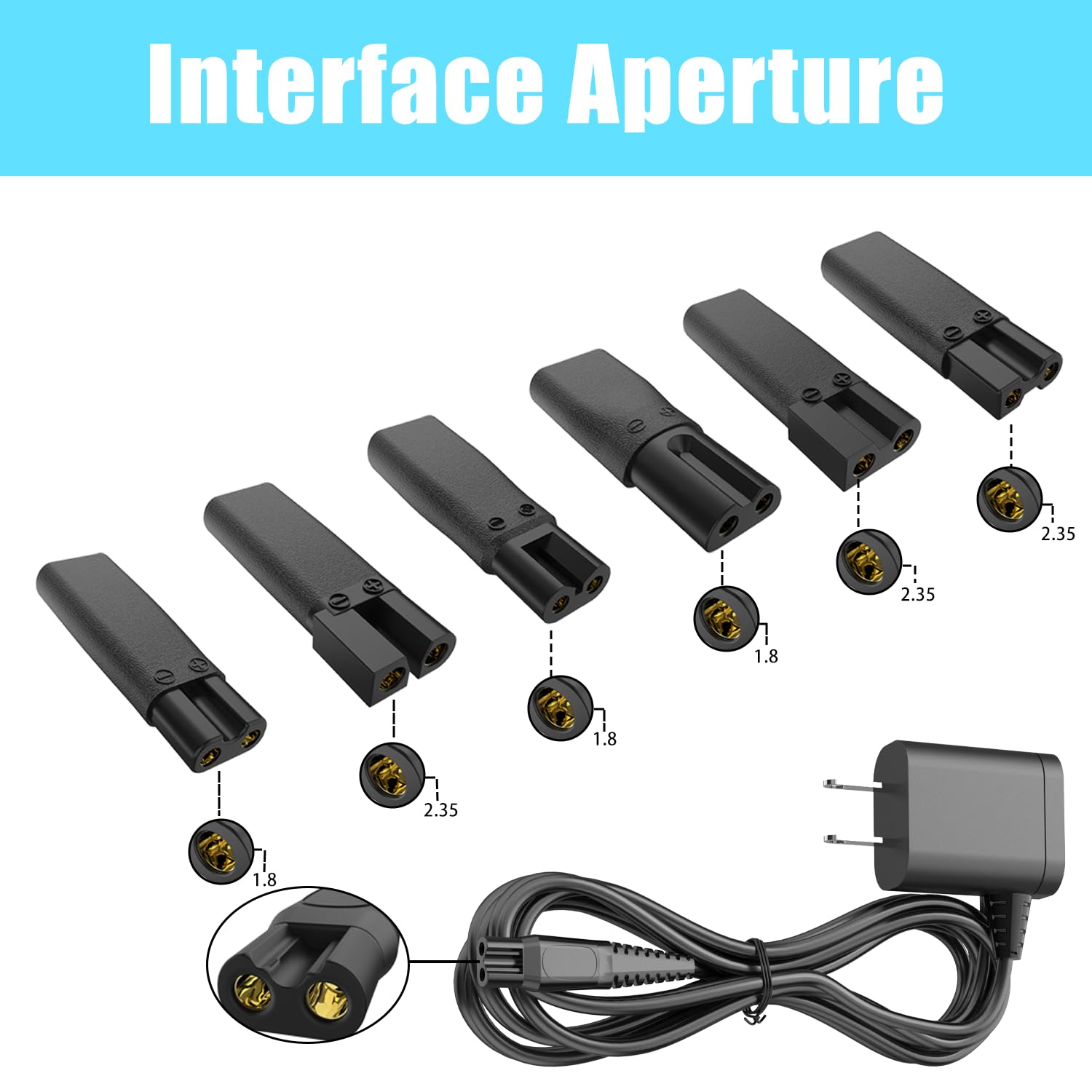 Upgraded 9Pcs Replacement Shaver Charger Compatible With A Various Types Of Electric Hair Clippers, Beard Trimmers, Shavers, Bea