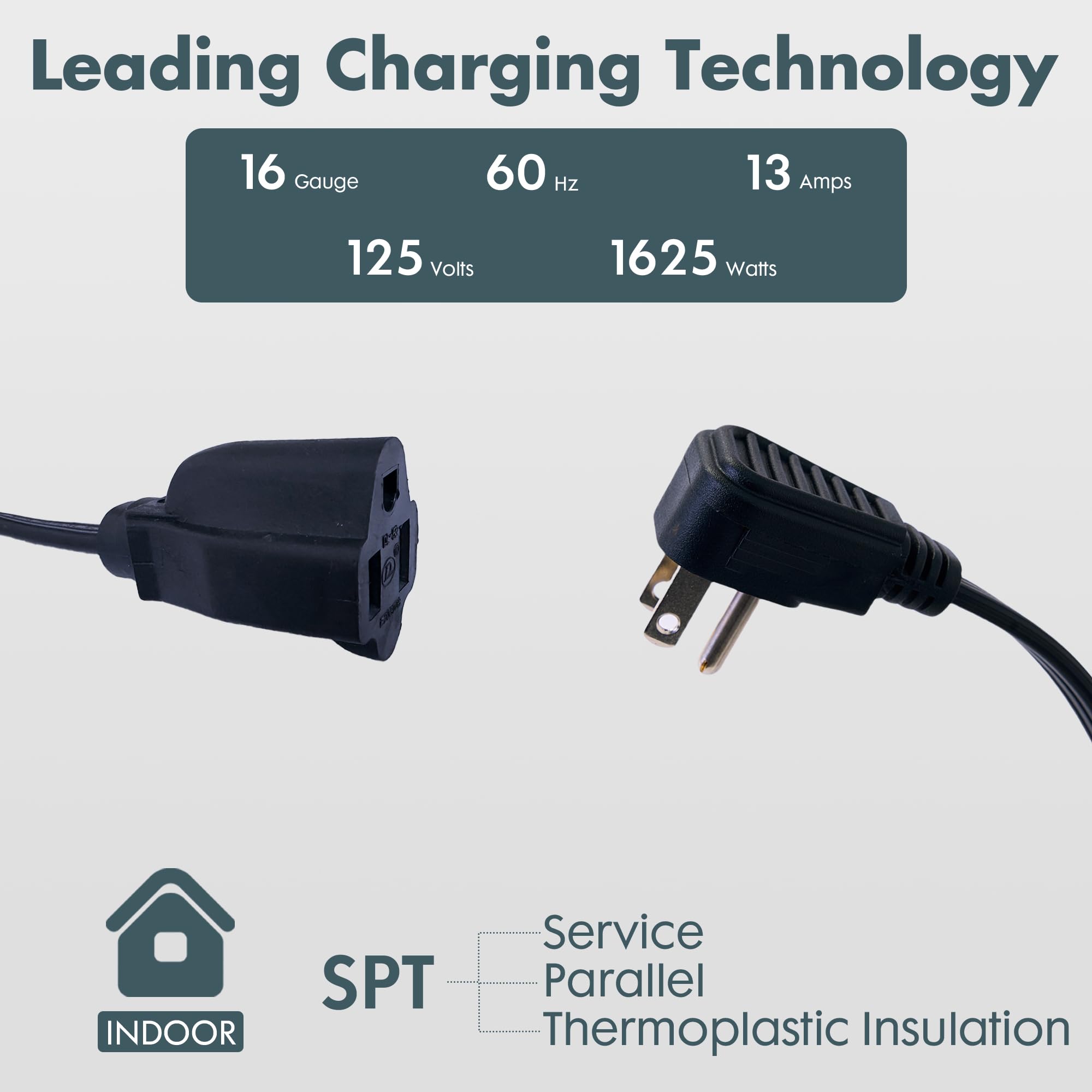 Palarine Black Flat Plug Extension Cord 6 Ft, Indoor Extension Cord, 16/3 Spt 3 13A 3 Prong Power Cord For Kitchens, Behind Furn