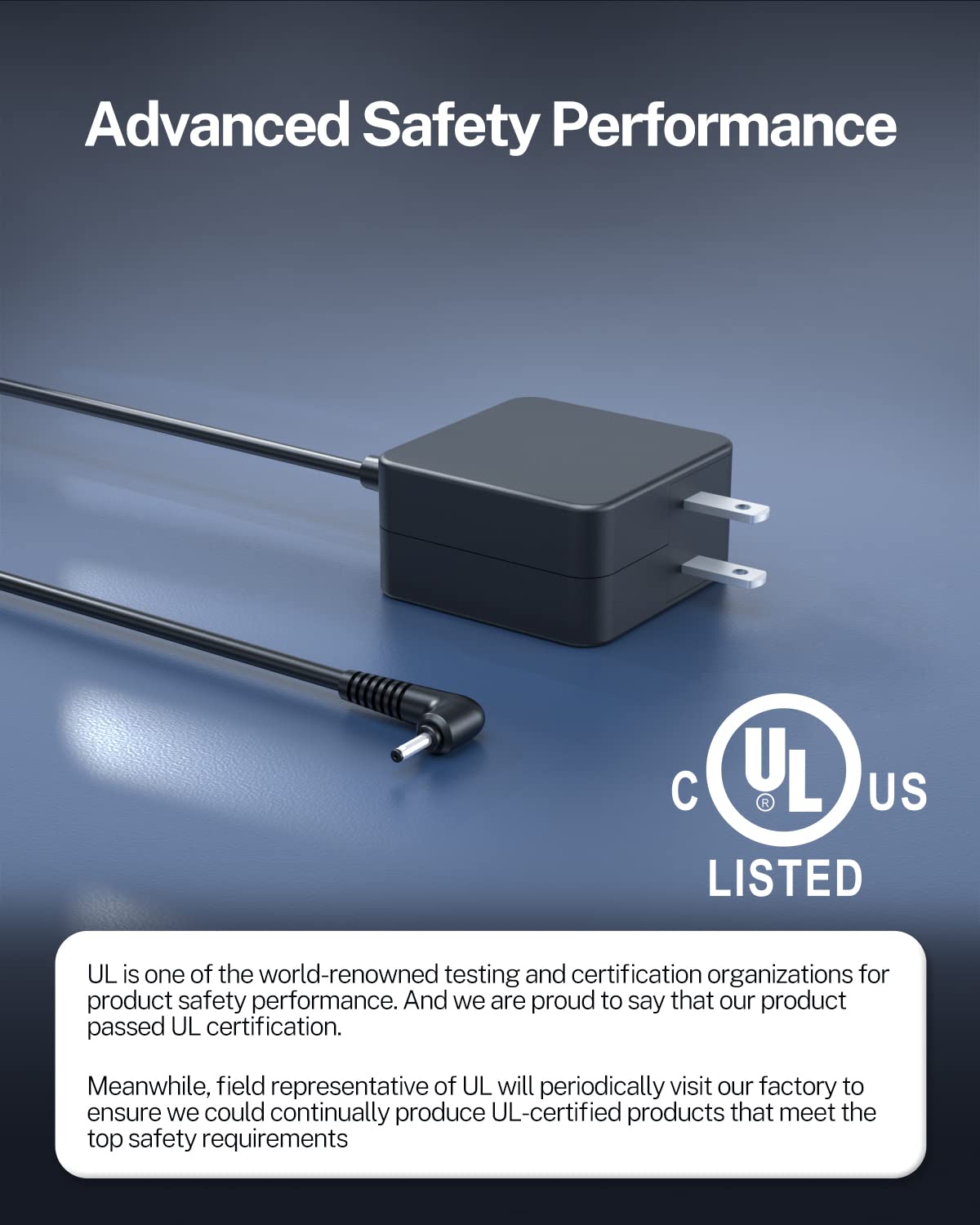 Charger For Samsung Chromebook, Chromebook 2, Chromebook 3, Notebook Xe500C13, Pa 1250 98 (Ul Certified Safety), Round Connector