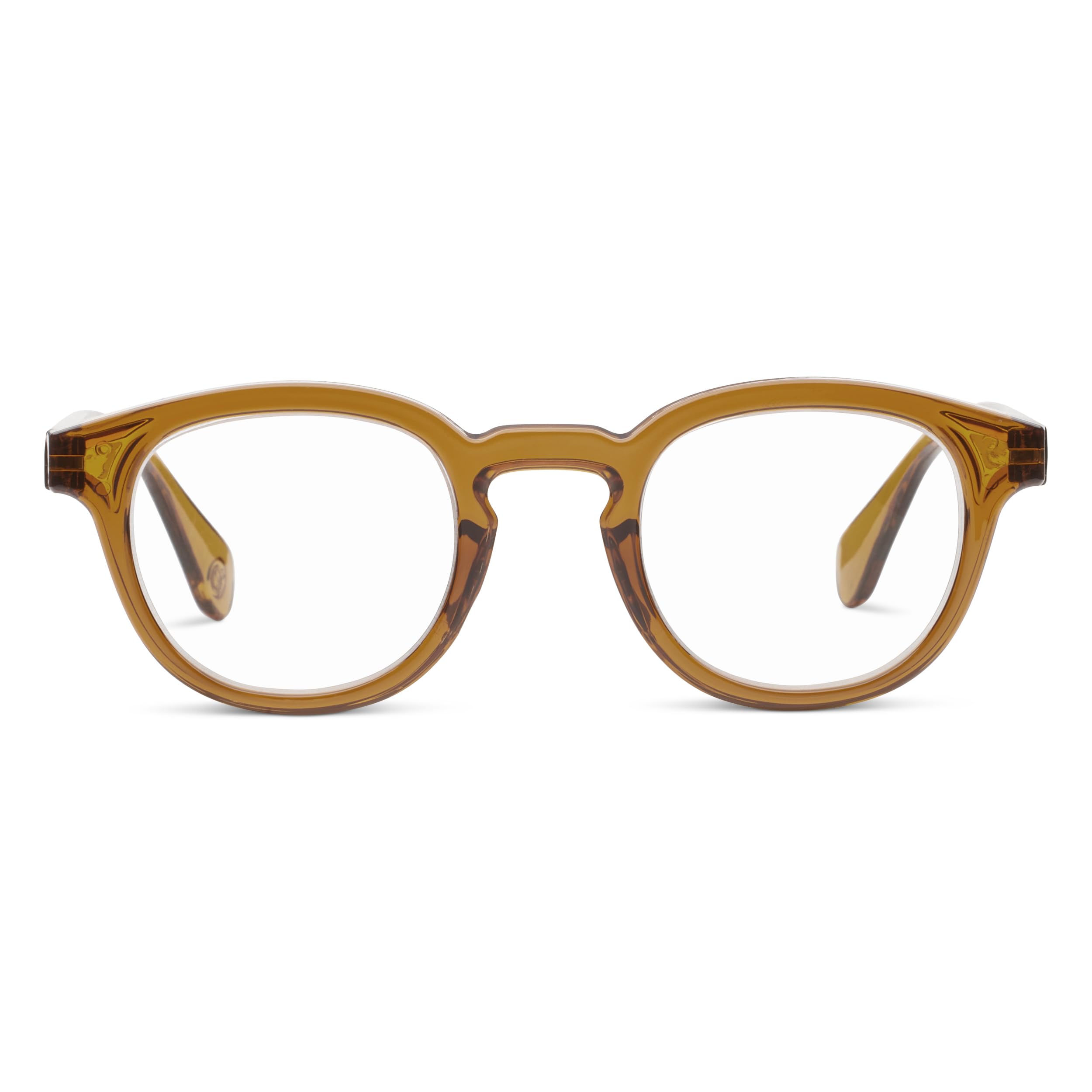 Peepers by PeeperSpecs Mens Asher Round Blue Light Blocking Glasses, Brown, +3.00 + 3