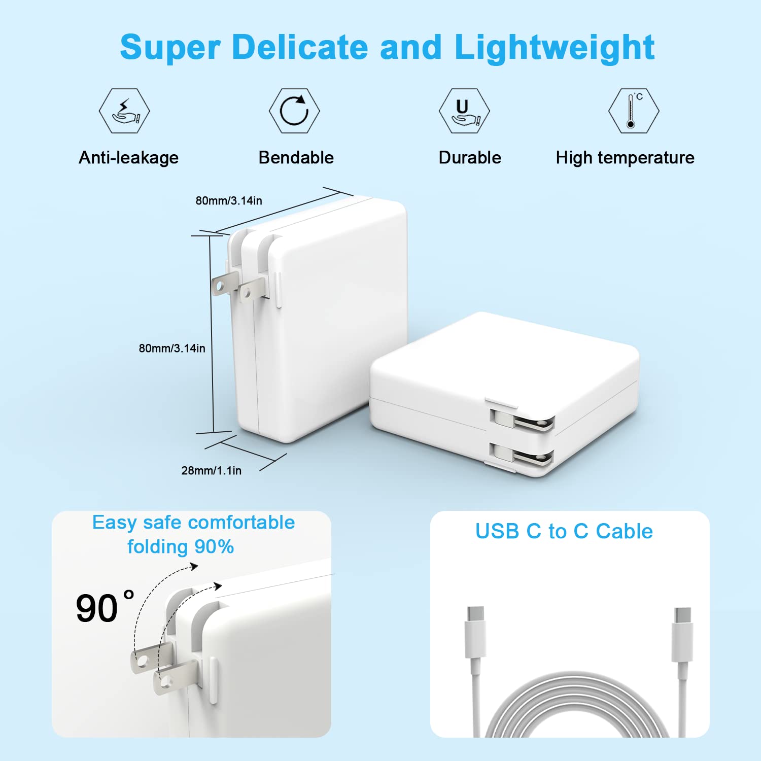 Replacement Macbook Air Charger For Macbook Pro Charger 100W Usb C Power Adapter For Mac Book Pro 2022 2021 2020 2019 2018 16 15