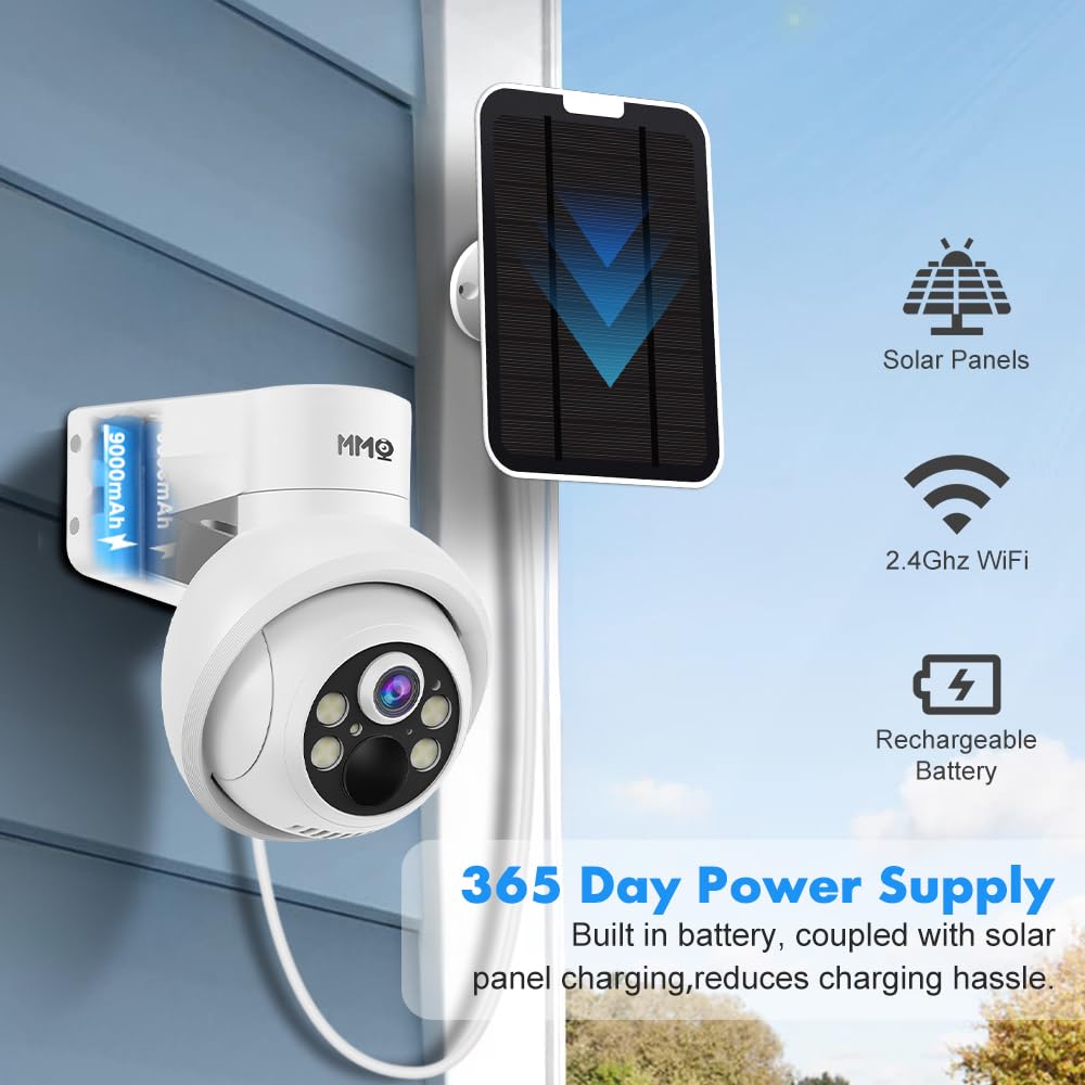 ?2.5K? Mmq Wireless Solar Security Camera System, 10Ch 4Mp Hd Solar Cameras, Ptz Camera Outdoor Wifi, Home Surveillance Camera W