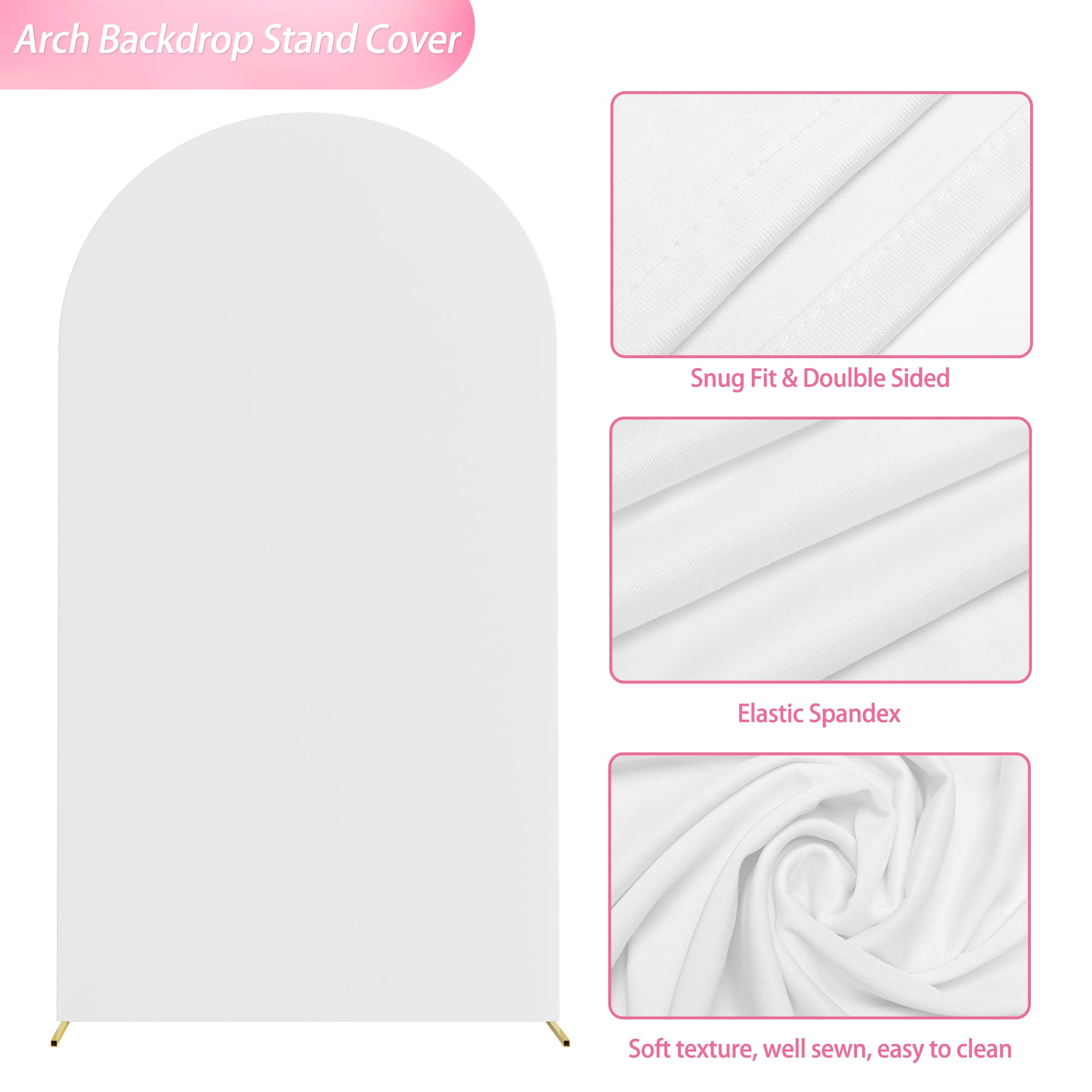 Wokceer 7.2Ft Wedding Arch Cover Spandex Fitted Wedding Arch Stand Covers Round Top Chiara Backdrop Cover For Birthday Party Cer