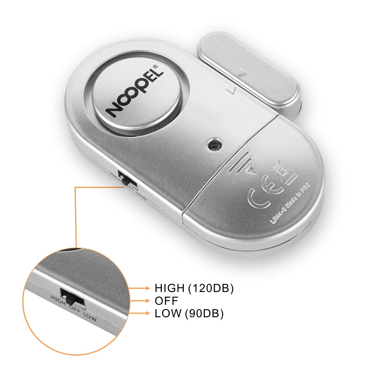 Door Window Alarm 2 Pack, New Version With Two Volume Levels,Noopel Burglar Intruder Entry Alarm For Kids Toddlers Indoor Personal Safety