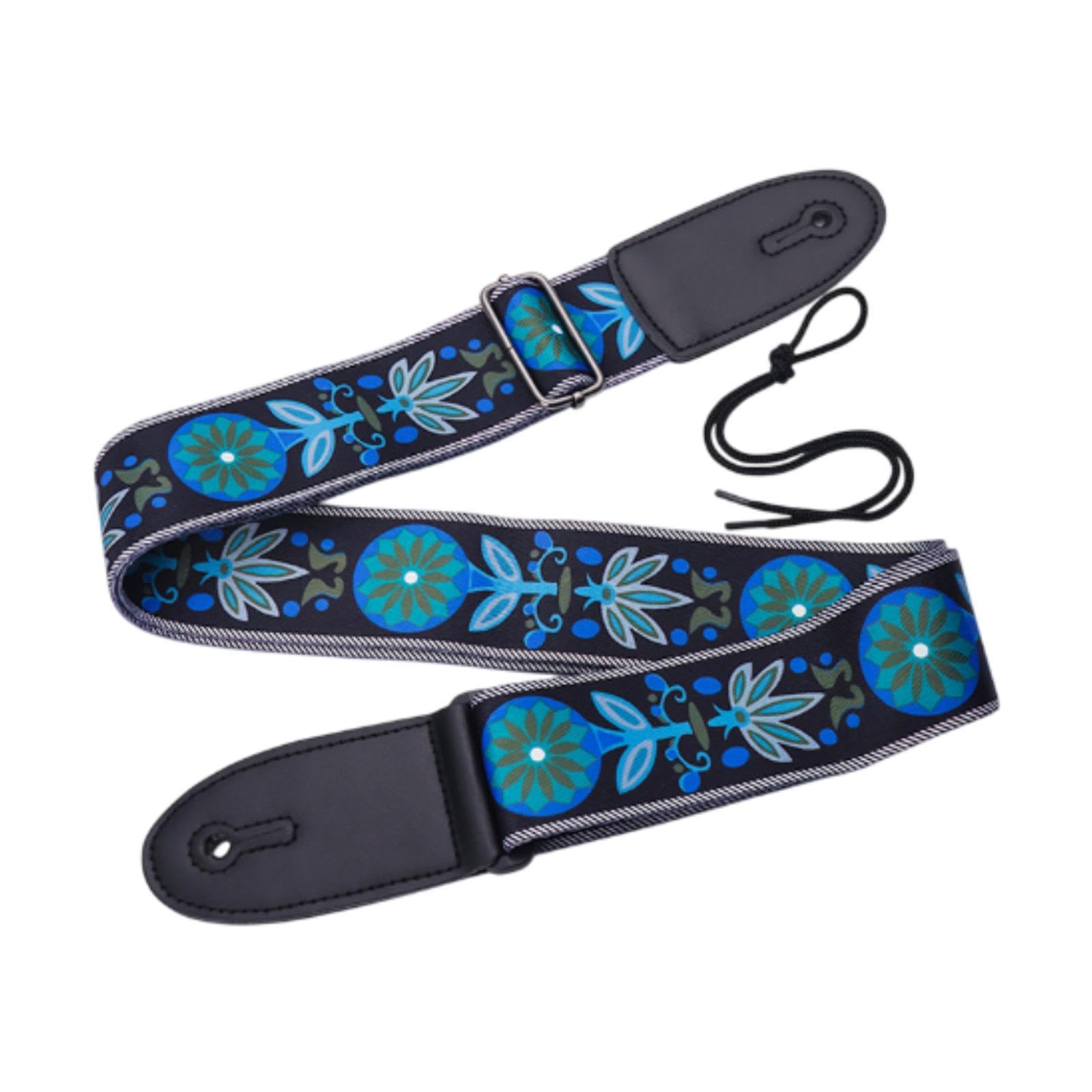 ECOMISTIQ Guitar Strap Adjustable Shoulder for Electric Guitars Acoustic Blue Flower | Straps Parts & Accessories Basses