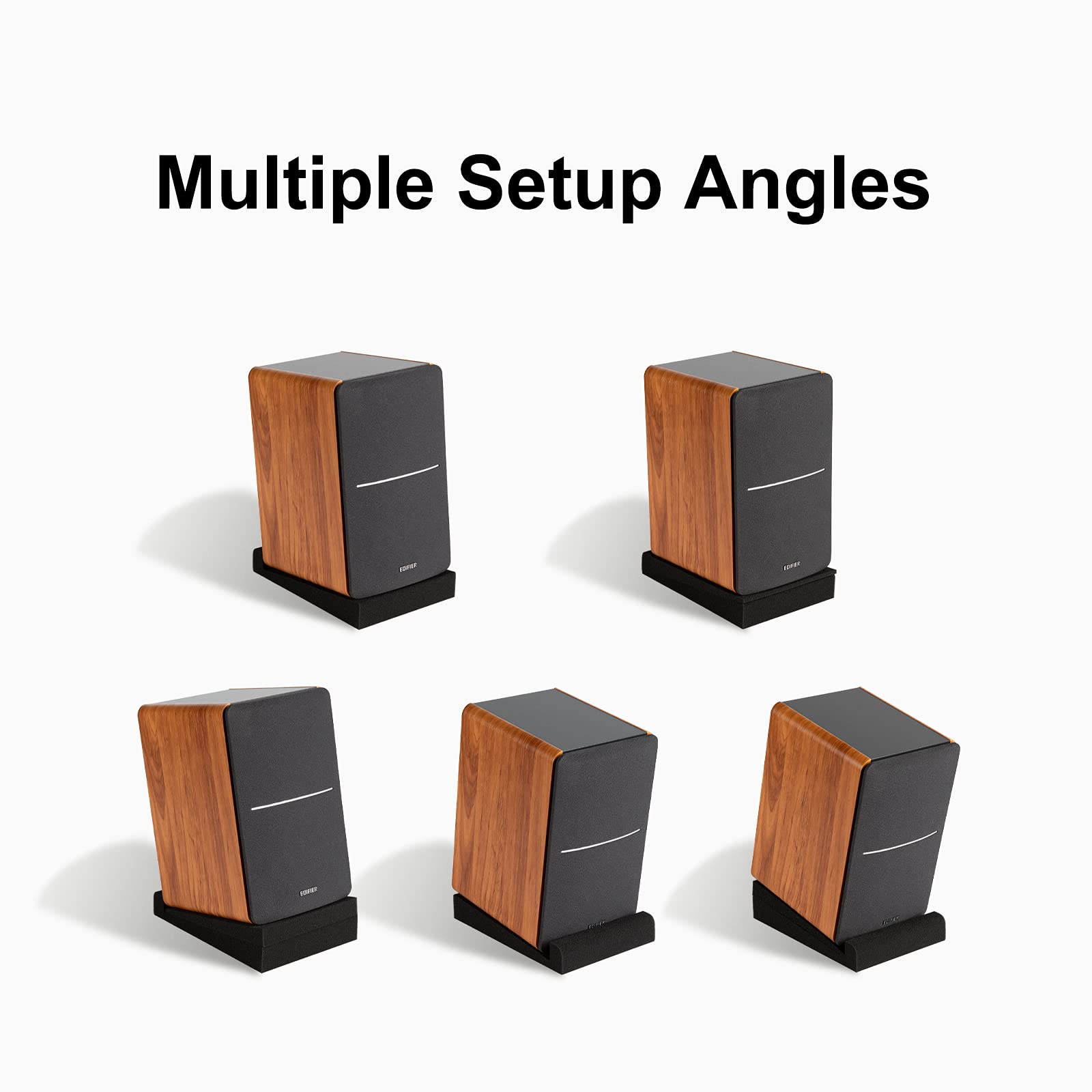 Ss5 Studio Monitor Isolation Pads, High Density Acoustic Foam Tilted Tabletop & Desktop Speaker Stands For Midsize Bookshelf Com