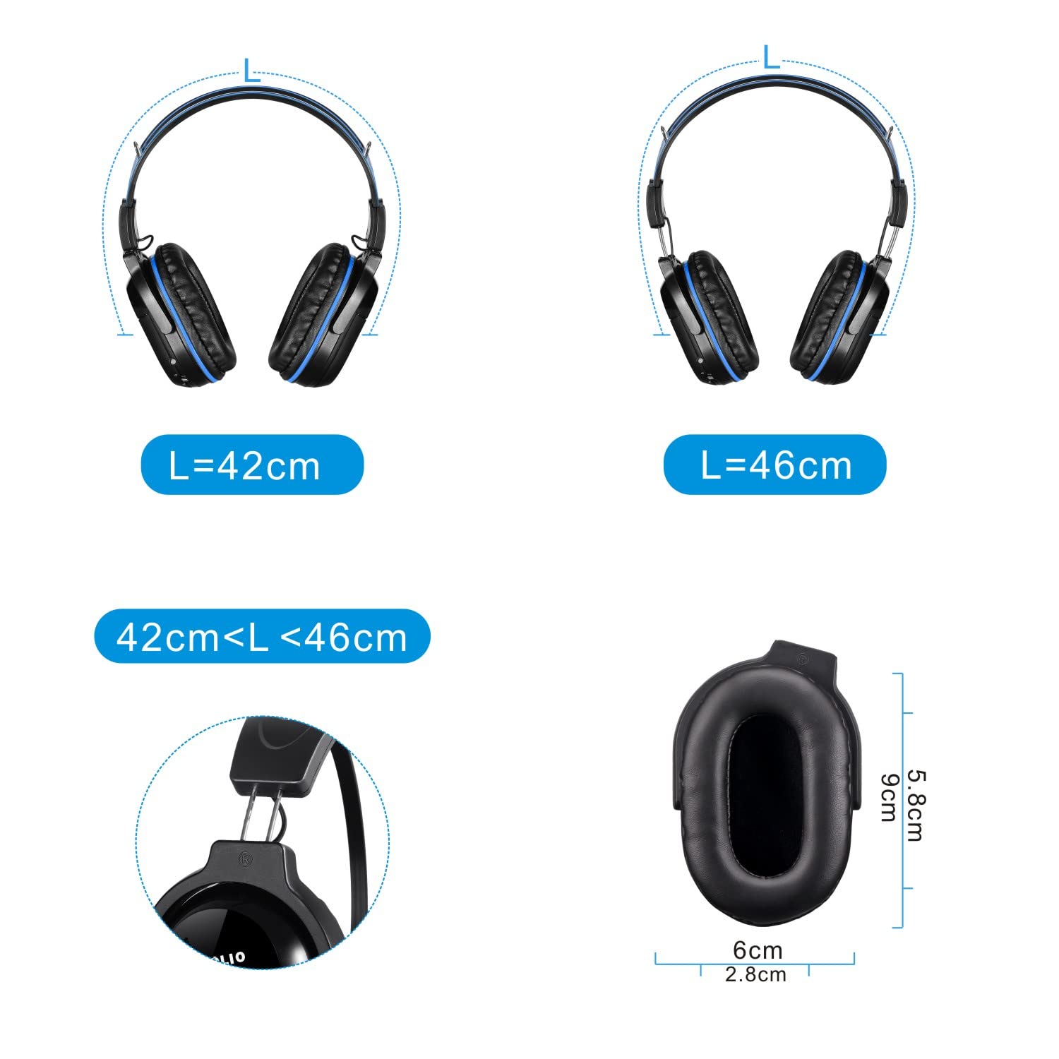 Simolio 4 Pack Ir Headphones For Car Dvd, Wireless Headphone For Tv, Outdoor Movie, Dual Channel Infrared Headphone For Uconnect