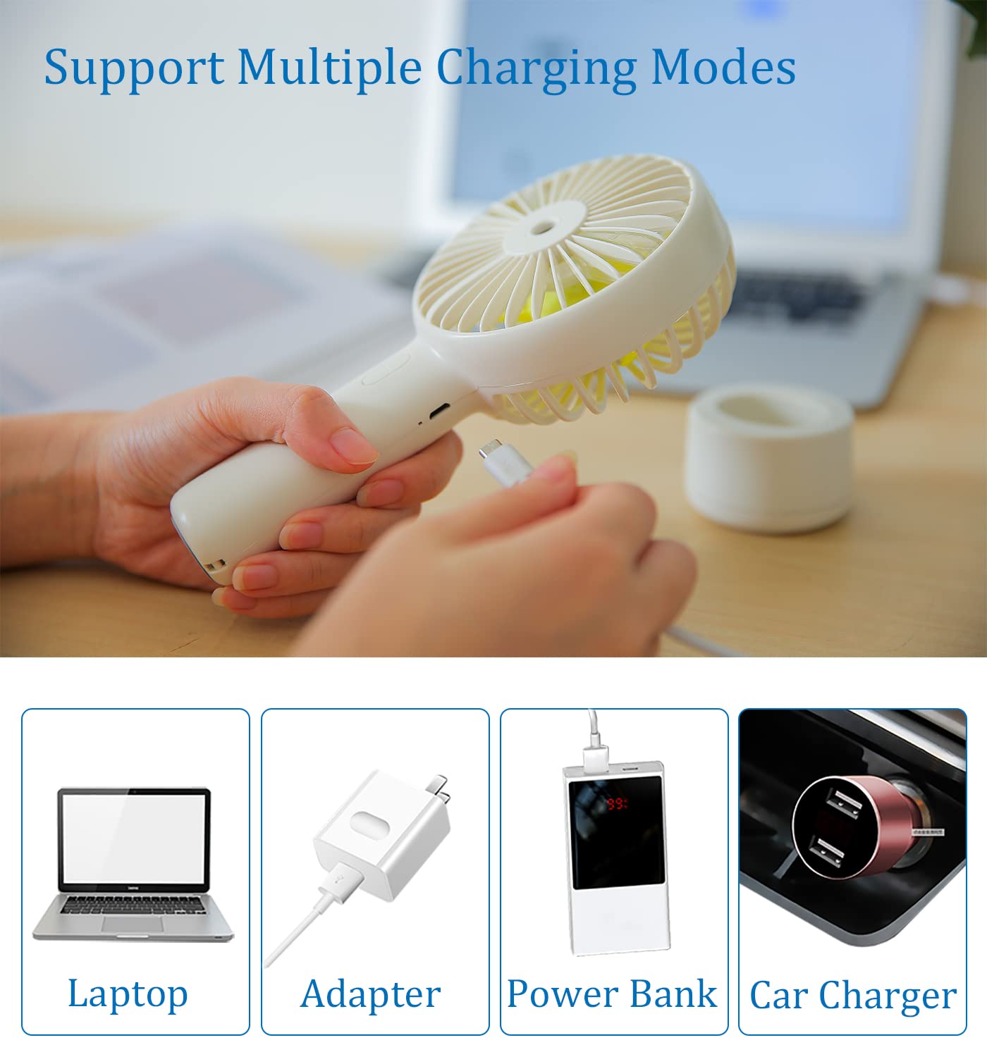 Small Handheld Misting Fan, Portable Mister Fan With 20Ml Water Tank Rechargeable Usb/Battery Operated Spray Water Fan Mist Pers