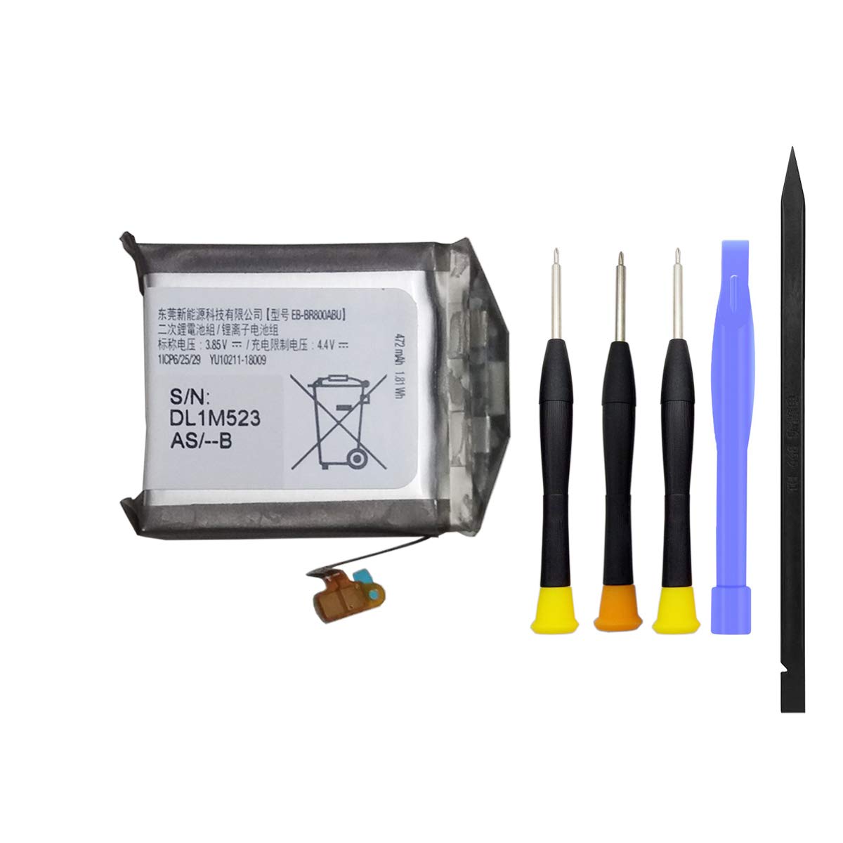 Jie Replacement Battery For Samsung Gear S4 Smart Watch Sm R800 Rm R805 Sm R815 Eb Br800Abu With Repair Kit Tools [3.85V 472Mah]