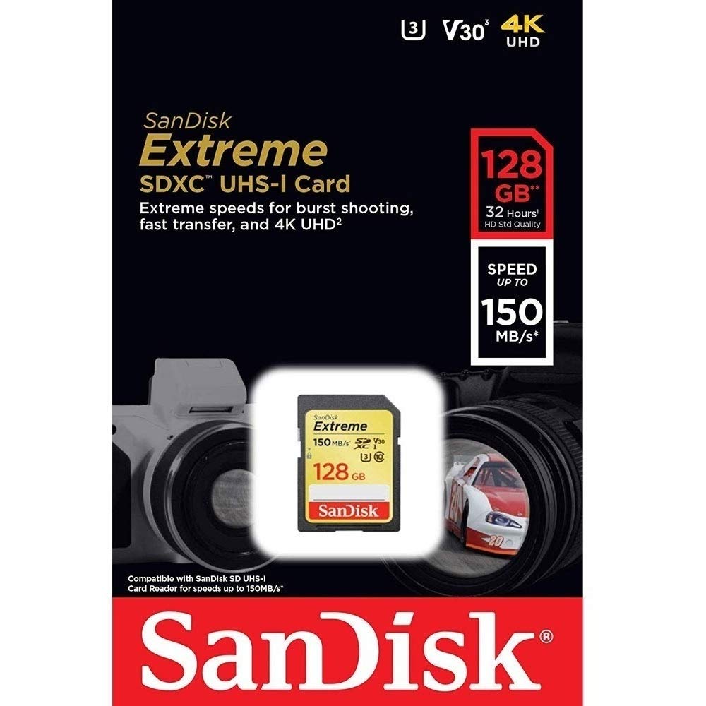 Sandisk 128Gb Extreme Sdxc Uhs I Card   C10, U3, V30, 4K Uhd, Sd Card   Sdsdxv5 128G Gncin