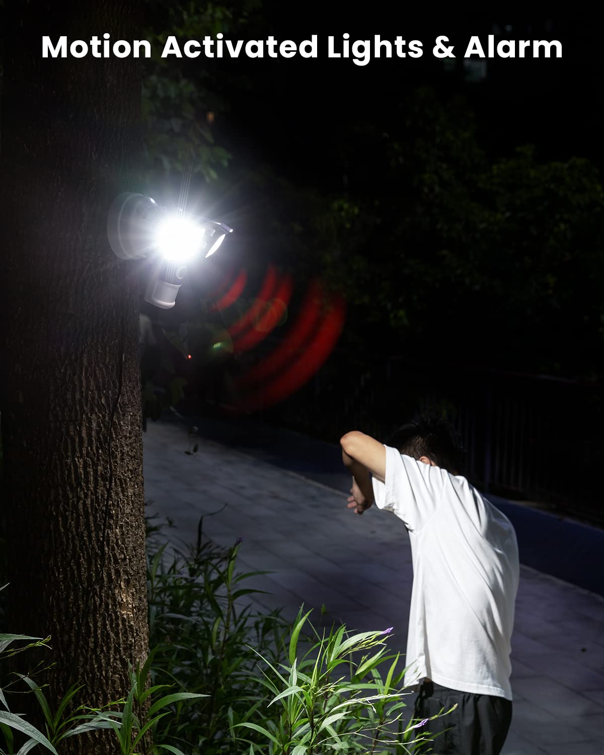 ieGeek Floodlight Camera - 2K Outdoor Security Cam with 2600 Lumens, Color Night Vision, Motion Sensor, 110dB Siren, White