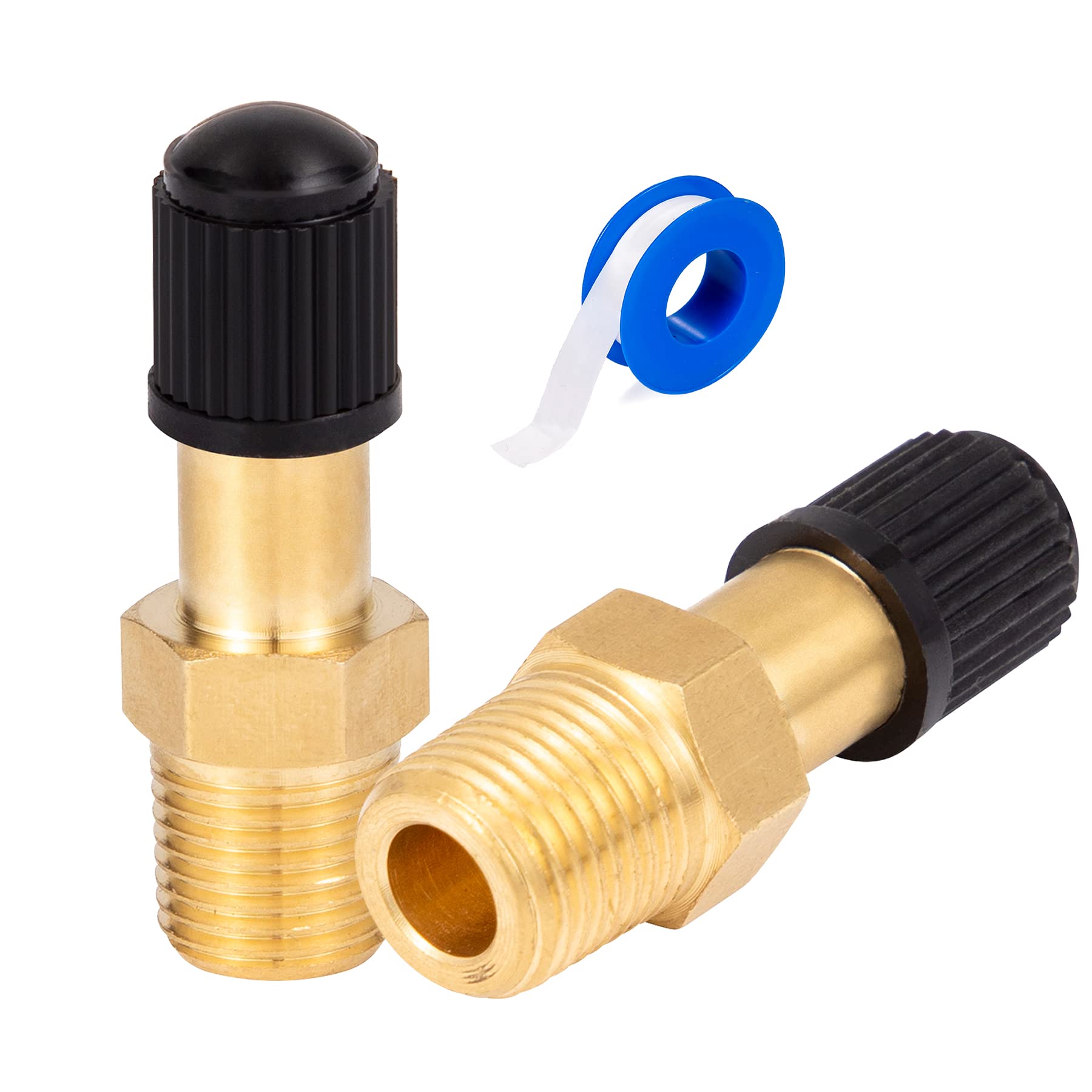 Breezliy 2Pcs 1/8'' Npt Tank Valve Anti Corrosion Brass Schrader Valve With Standard Valve Core With 1/8'' Npt Male,Using With A