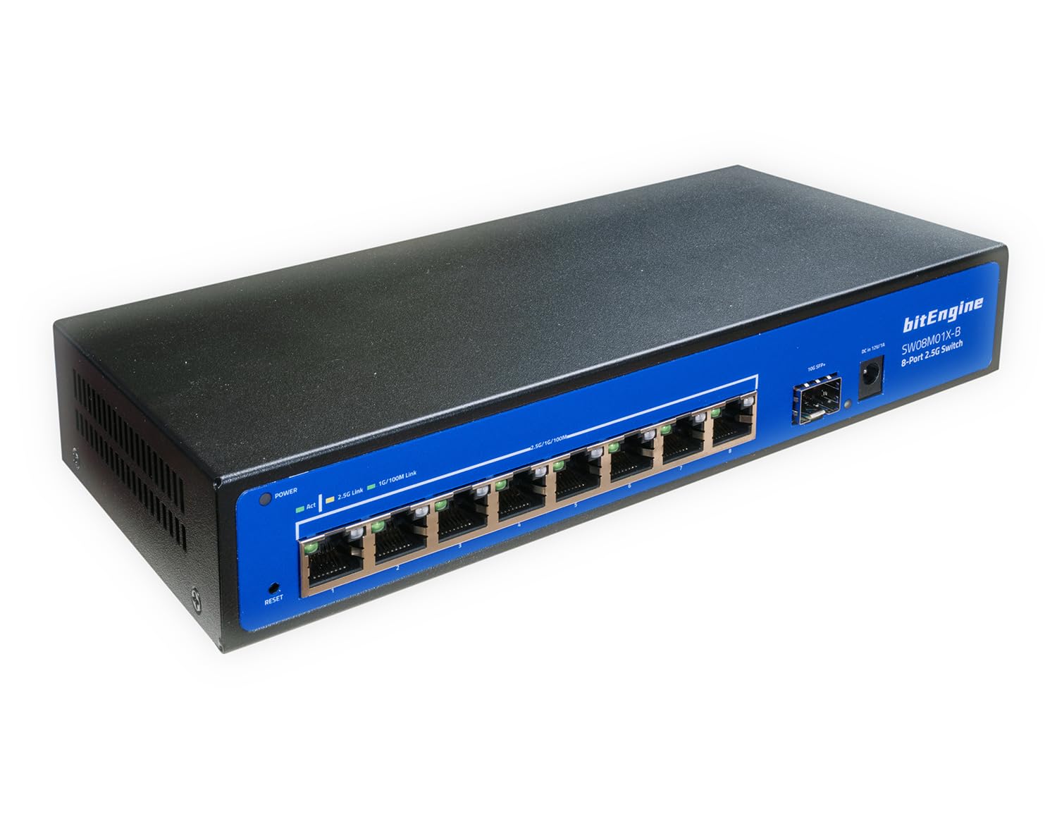 Bitengine 8 Port 2.5G Unmanaged Ethernet Switch With 10G Sfp+ Uplink, 8 X 2.5G Base T Ports, 60Gbps Switching Capacity, Metal Fa