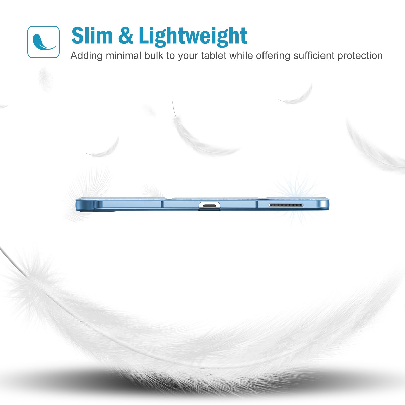 Procase Cover For Galaxy Tab S6 Lite 10.4 Case 2024 2022 2020 With S Pen Holder(Sm P620/P625/P613/P619/P615/P610), Trifold Stand Folio Soft Tpu Translucent Back Cover Support Auto Wake/Sleep  Skyblue