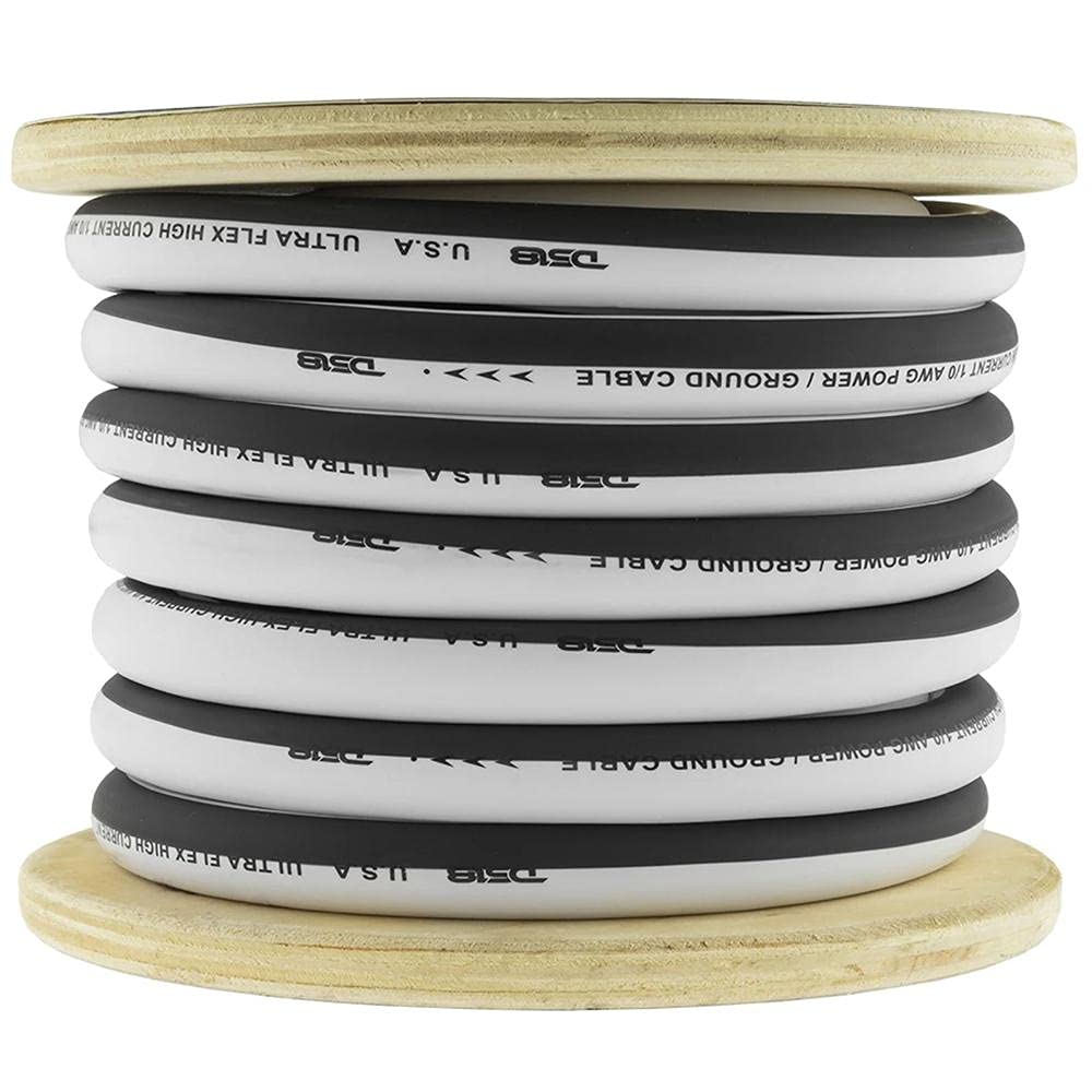 Ds18 Audio Mofc0Ga25G 0 Ga Hydro Marine Grade Tinned 100% Copper Ofc Ground Wire 25 Feet Roll   Black