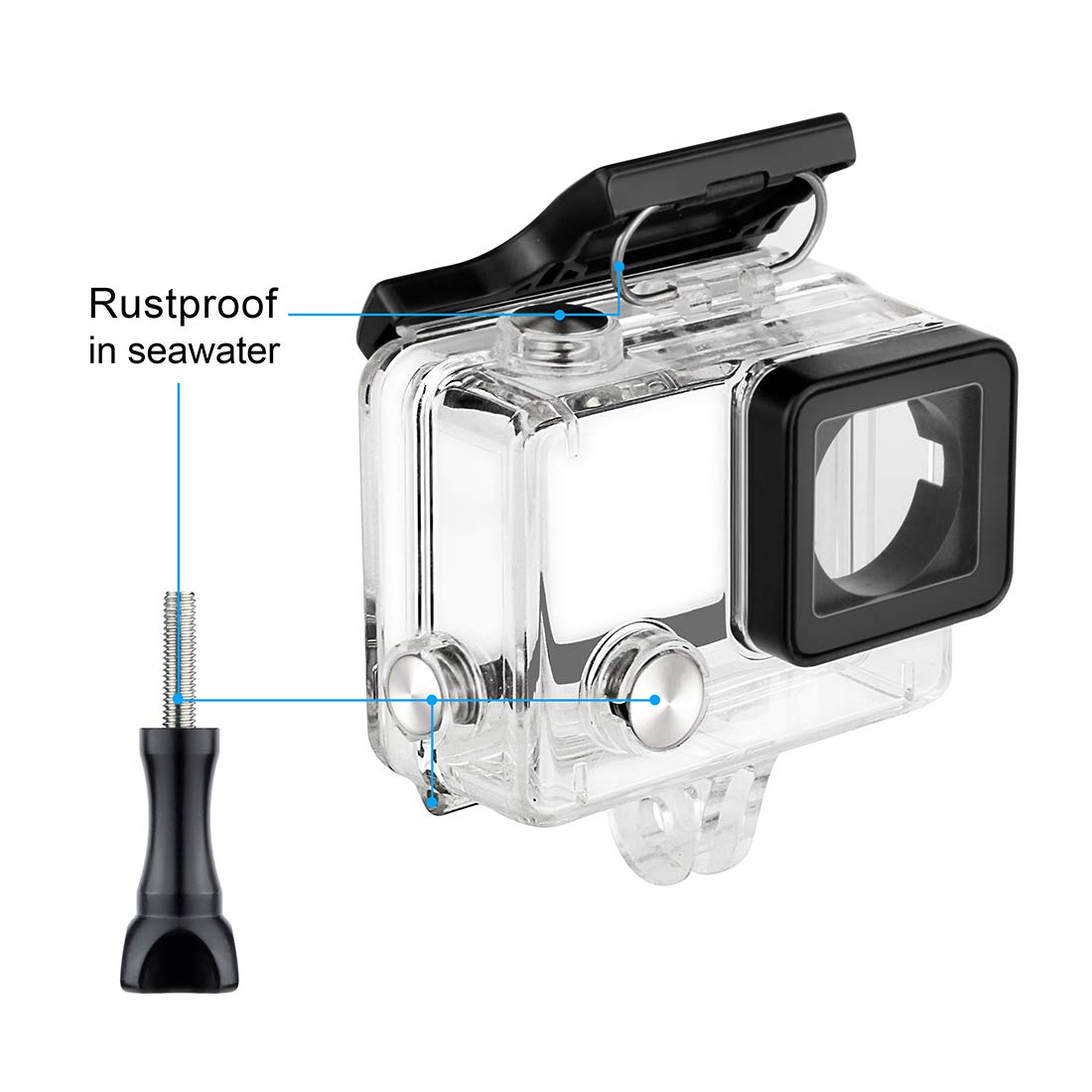 Gepuly Waterproof Housing Case For Gopro Hero 4 Black, Hero 4 Silver, Hero 3+, Hero 3 Underwater Photography   Waterproof Up To 131 Ft (40M)   With Quick Release Mount, Thumb Screw