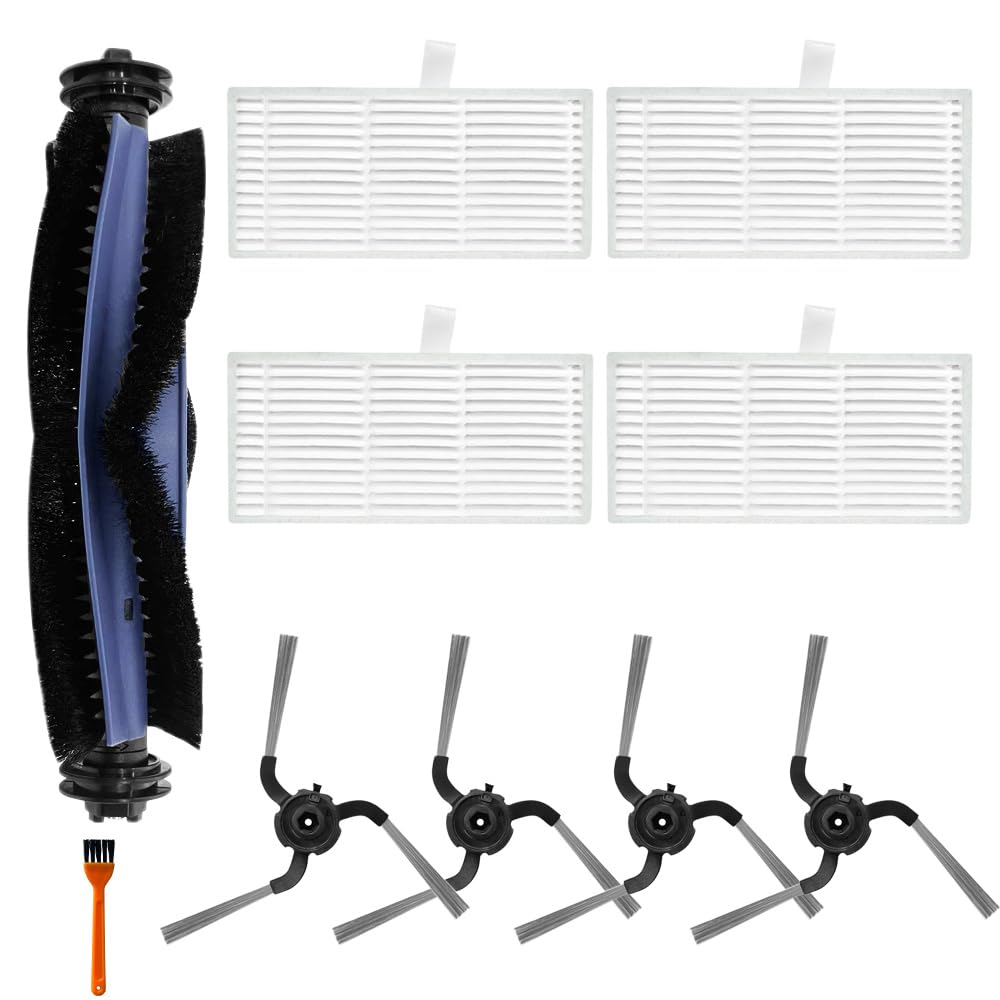 C10 Accessories, Replacement Parts Compatible with Eufy C10 Robot Vacuum Cleaner, 1 Set Main Brush, 4 HEPA Filter, 4 Side Brushe