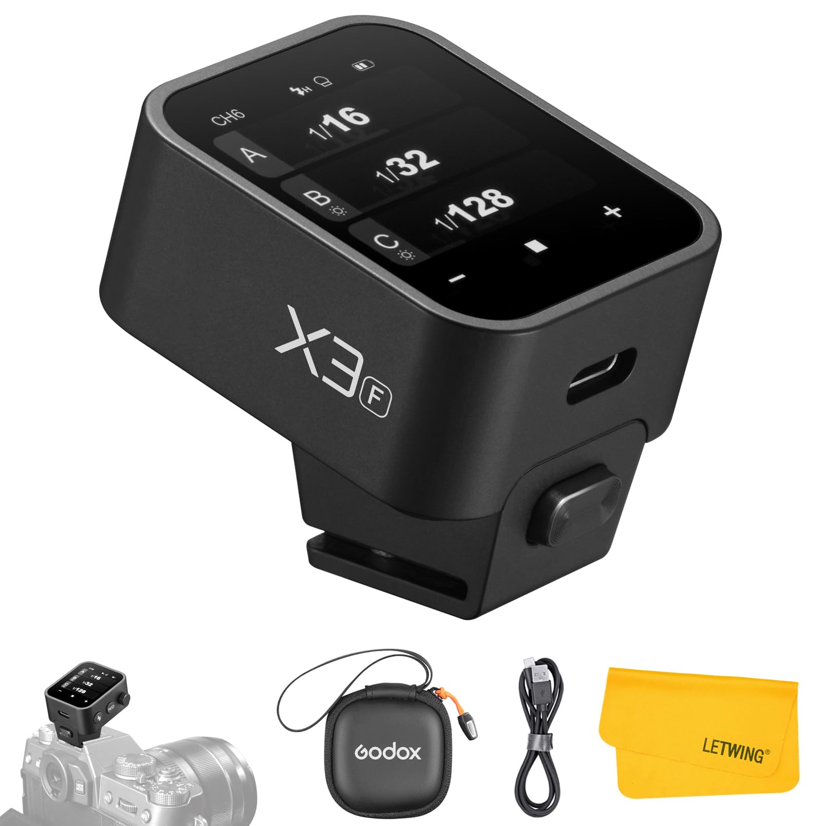 Godox X3F X3 F Ttl Wireless Flash Trigger For Fujifilm Camera, 2.4G Wireless Touchscreen Flash Transmitter, Support Ttl Auto/Man