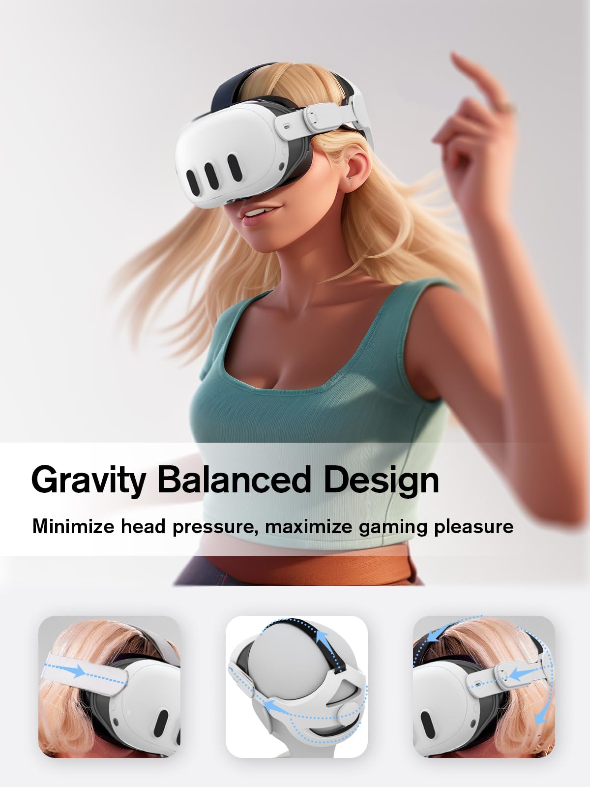 Cnbeyoung Adjustable Head Strap Compatible With Quest 2 Quest 3, Replacement For Quest 2/3 Elite Strap Accessories For Enhanced