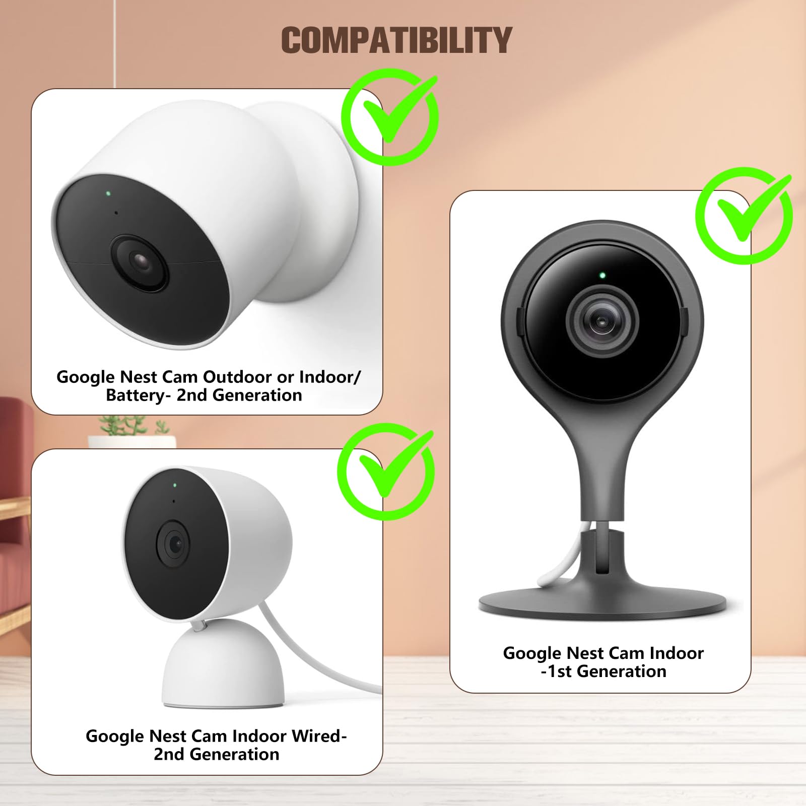 2Pack Metal Corner Wall Mount Compatible With Google Nest Cam Outdoor Or Indoor/Battery Or Wired 2Nd Generation, 300 Rotation Ad
