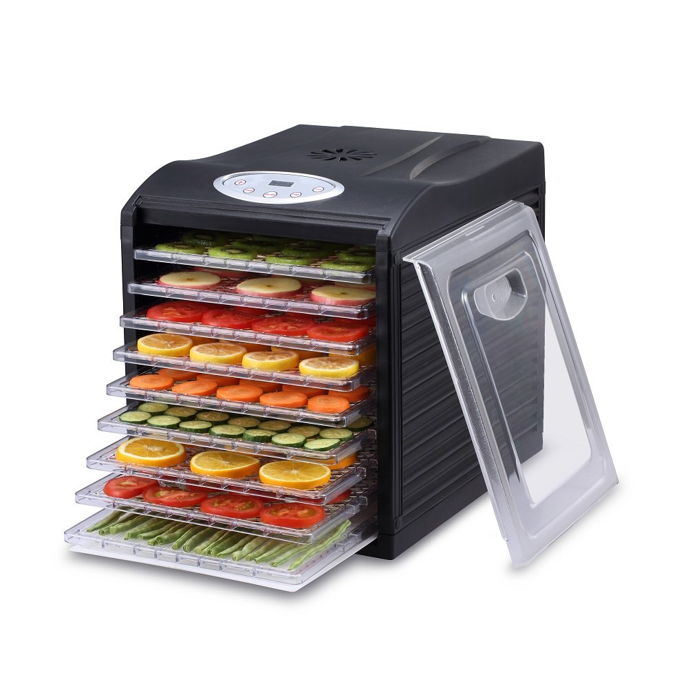 Samson Silent 9 Tray Dehydrator with Digital Timer and Temperature Control for Fruit, Vegetables, Beef Jerky, Herbs, Dog Treats,