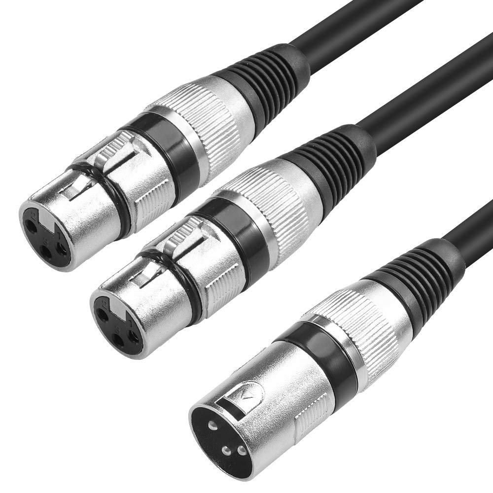 Disino XLR Splitter Cable, 3 Pin Dual XLR Female to Male XLR Patch Y Cable Balanced Microphone Cord Audio Adaptor (1 Male to 2 Female) - 5 Feet