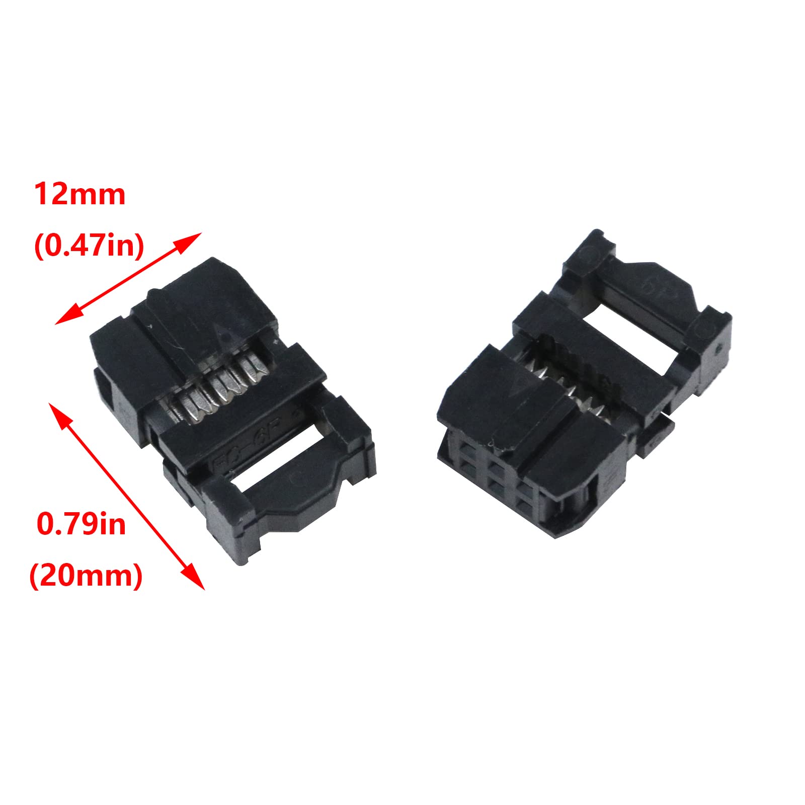 Antrader 20 Sets 2X3 Fc-6P 2.54Mm Dual Rows Idc Sockets Female Connector For Flat Ribbon Cable