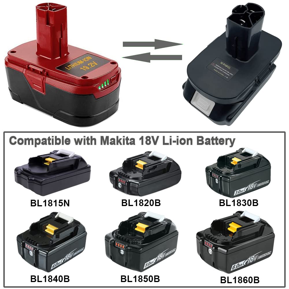 Battery Adapter For Craftsman C3 19.2 Volt Lithium Cordless Tool, Convert Makita 18V Lxt Lithium Ion Battery To Craftsman 19.2V