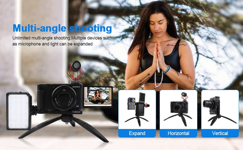 Tosicam Zv1 Camera Base Mount Bracket For Sony Zv1 Compact Camera Cold Shoe Mount Microphone/Light Extension,Support Vertical Video Youtube Vlog Accessories