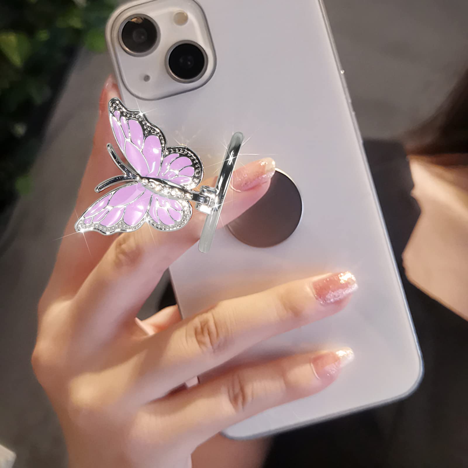 Lsl Cute Butterfly Cell Phone Ring Holder 360   Rotation Metal Finger Stand Kickstand Universal Compatible With Iphone Samsung G
