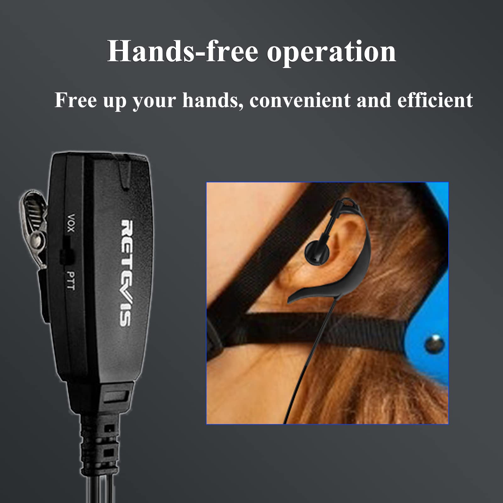 Retevis Walkie Talkie Earpiece With Mic, Vox, Coil, For Rt22 Rt68 Rt21 H 777 Rt27 Rt86, Compatible With Baofeng Uv 5R Arcshell Kenwood Pxton Samcom Two Way Radio, Hands Free Radio Earpiece(6 Pack)