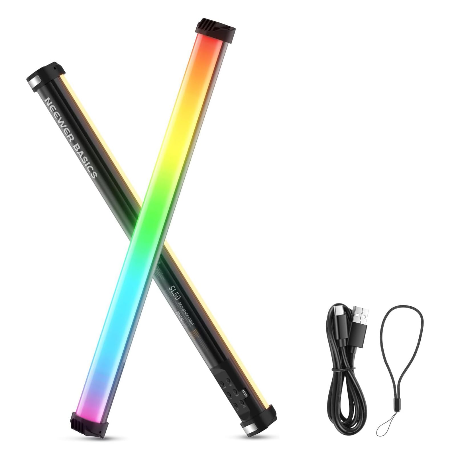 NEEWER Basics 21 Magnetic RGB Light Wand, CRI95 Dimmable 14W LED Handheld Video Tube Lighting Stick with 51 RGB Modes, 4000mAh B