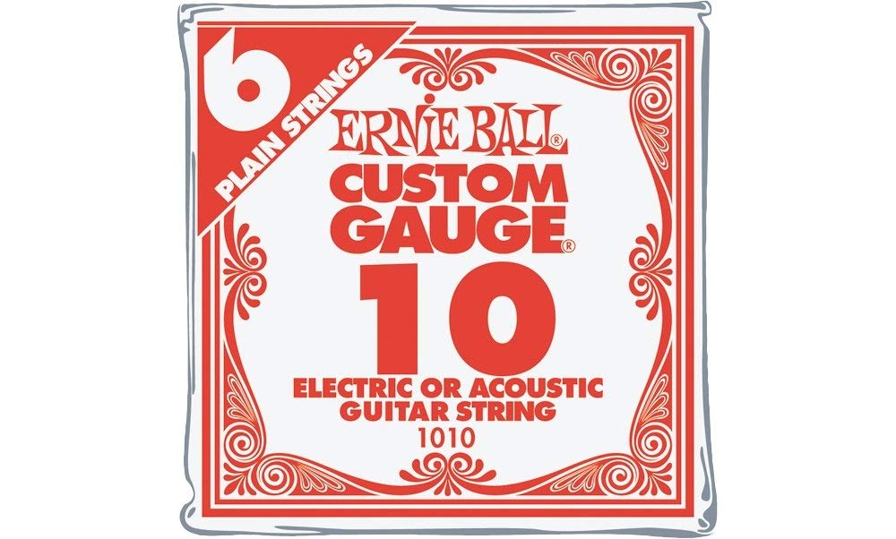 Ernie Ball Nickel Plain Single Guitar String .010 6 Pack