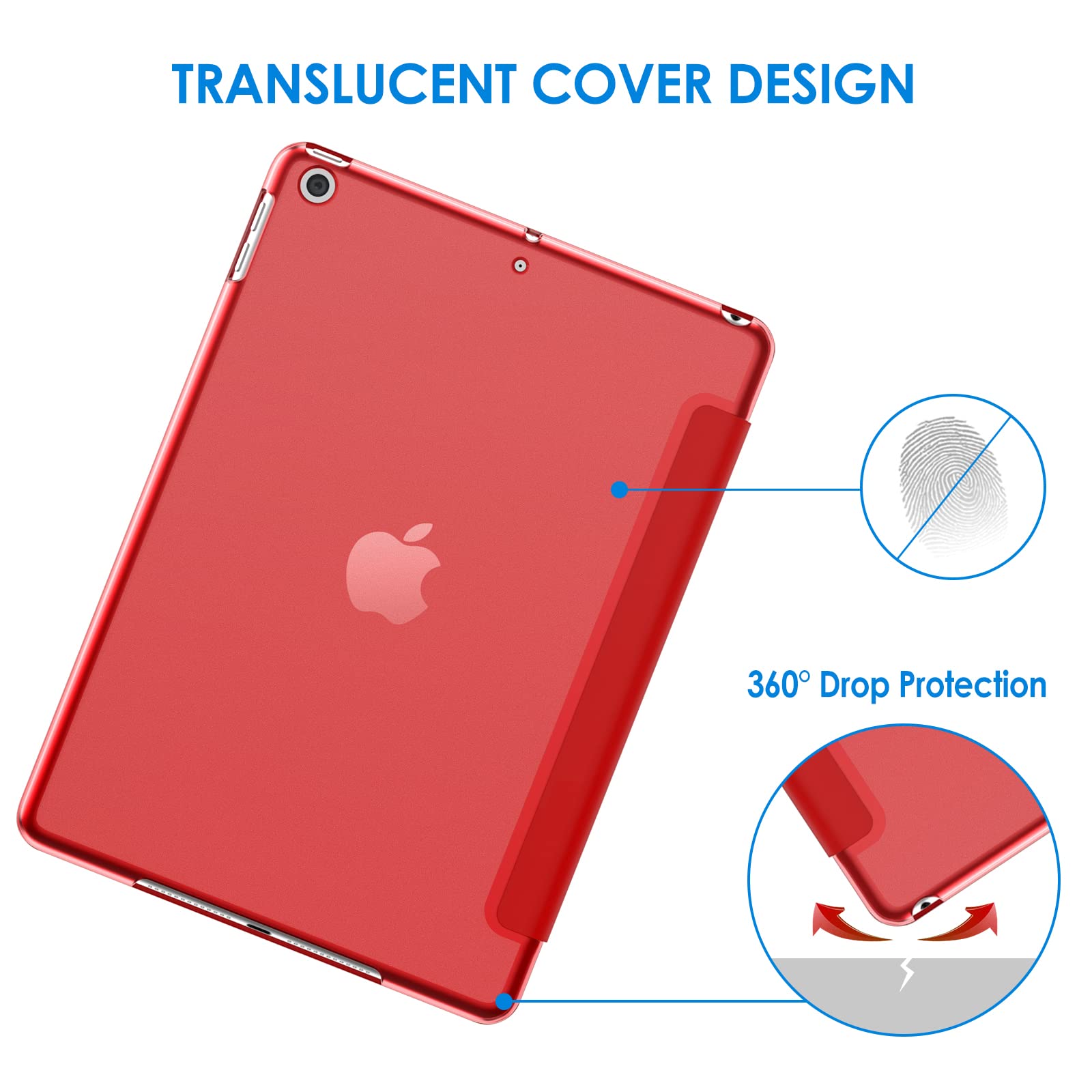 Jetech Case For Ipad (9.7-Inch, 2018/2017 Model, 6Th/5Th Generation), Smart Cover Auto Wake/Sleep (Red)