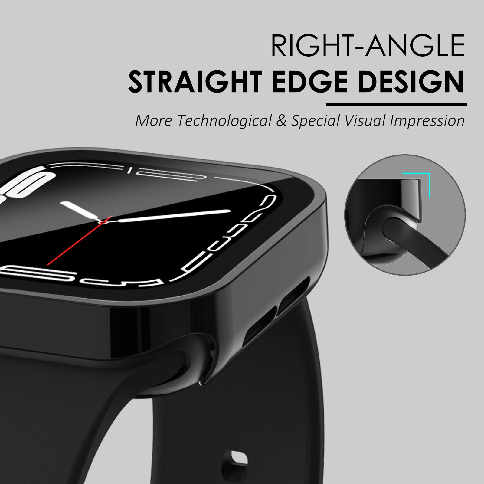 Wingle Compatible For Apple Watch Case 44Mm Series Se 4 5 6,Straight Edge Waterproof Case Full Protective Hard Pc Cover Built In