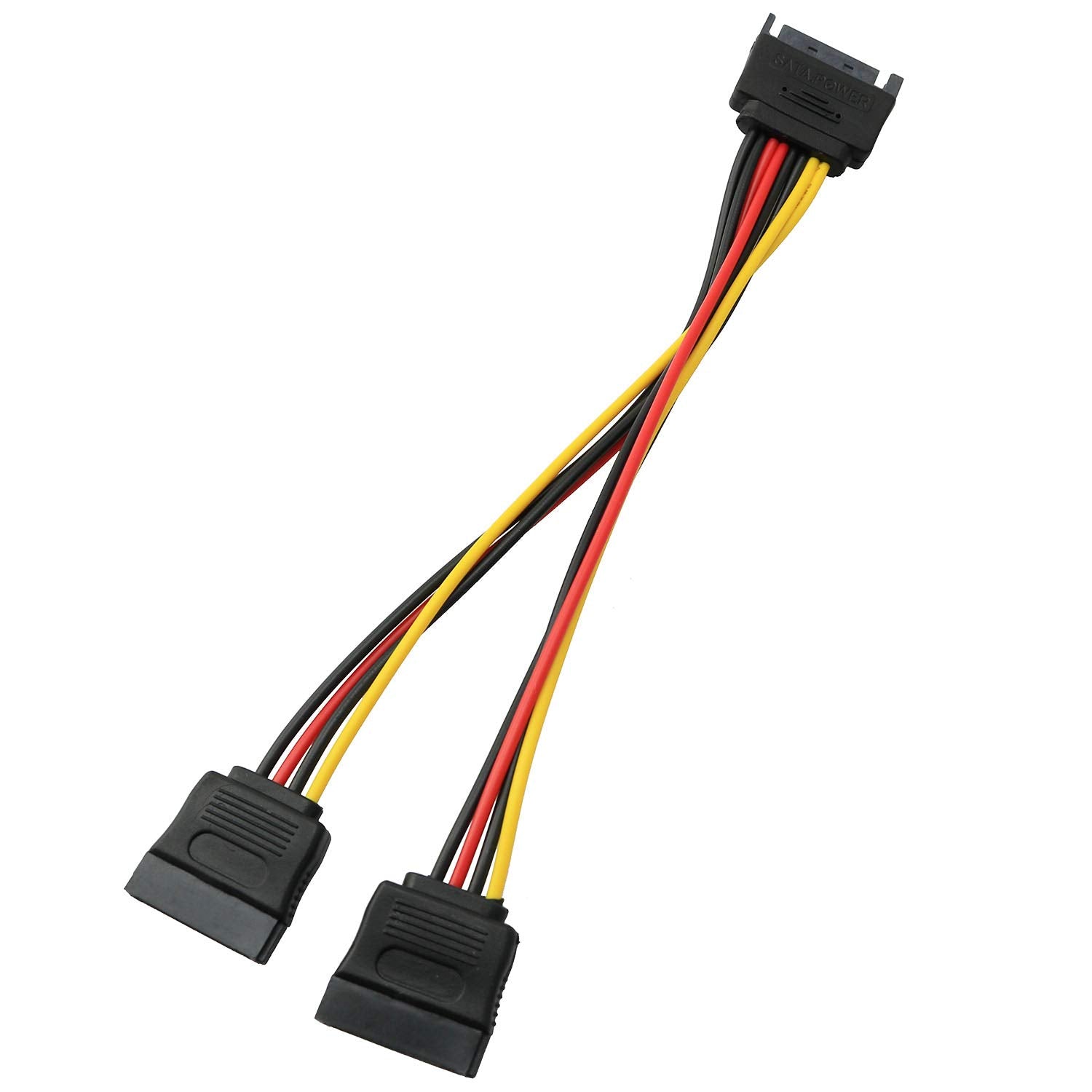 Longdex Sata Power Extension Cable 5Pcs 20Cm Sata Power 15 Pin Male To 2 X 15P Female Y Splitter Cable Adapter