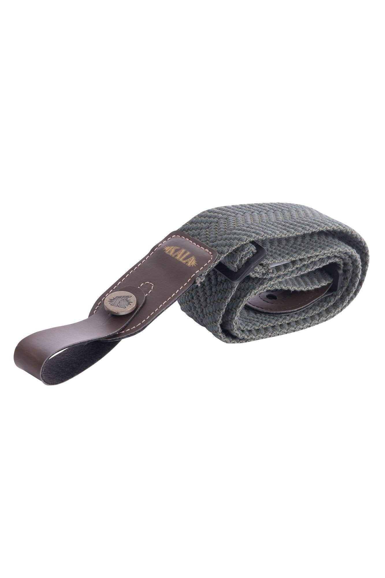 Kala Olive Herringbone Handmade Ukulele Strap, Adjustable 31 55'' Strap, Handmade In Brazil, Durable Two Tone Olive Green Herrin