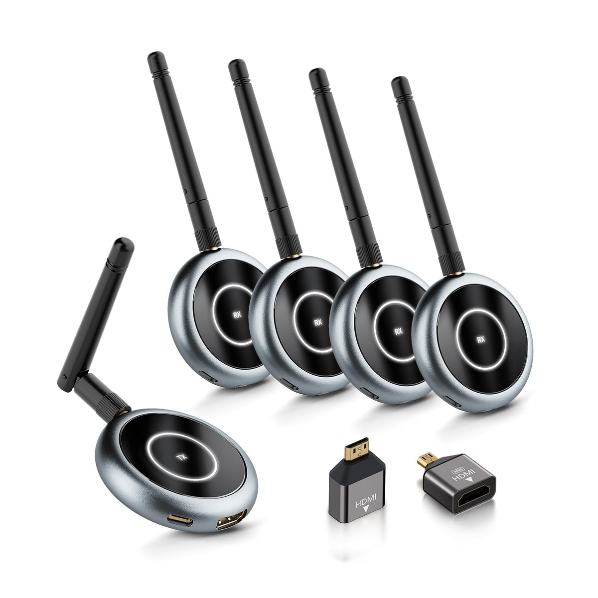 Aimibo Wireless Hdmi Transmitter And 4 Receivers, 5.8G @60Hz, Plug & Play Hdmi Wireless Multiple Tvs Extender For Streaming Vide