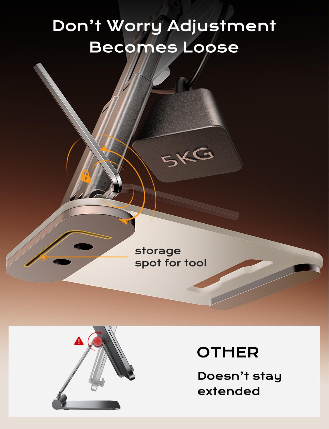 Lisen Tablet Stand For Ipad Stand Holder Desk, Foldable Ipad Pro Holder Portable Monitor Stand Travel Accessories,Home Office De