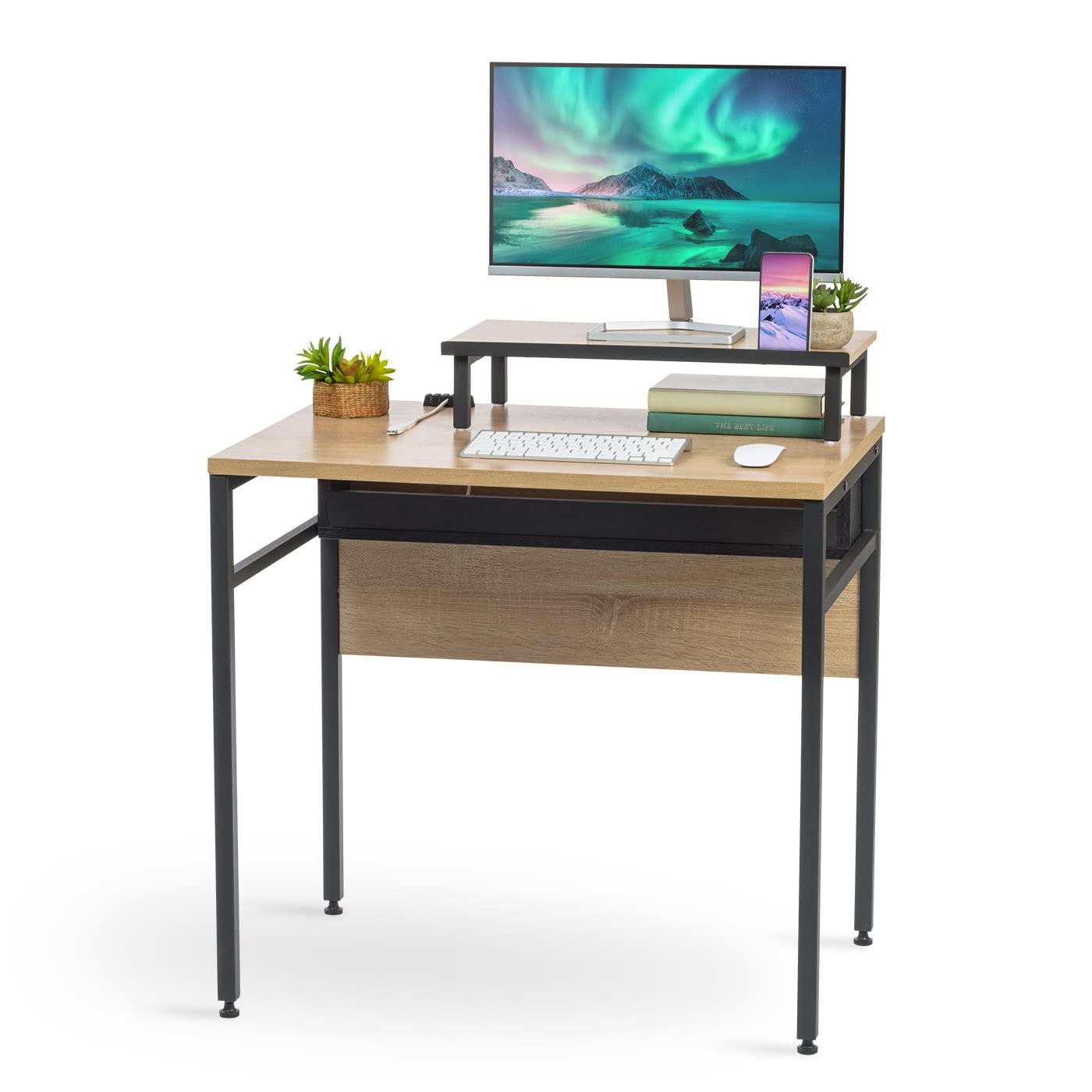 Iris Usa Office Computer Desk Table With Organizer, Monitor Stand, And Cable Tray