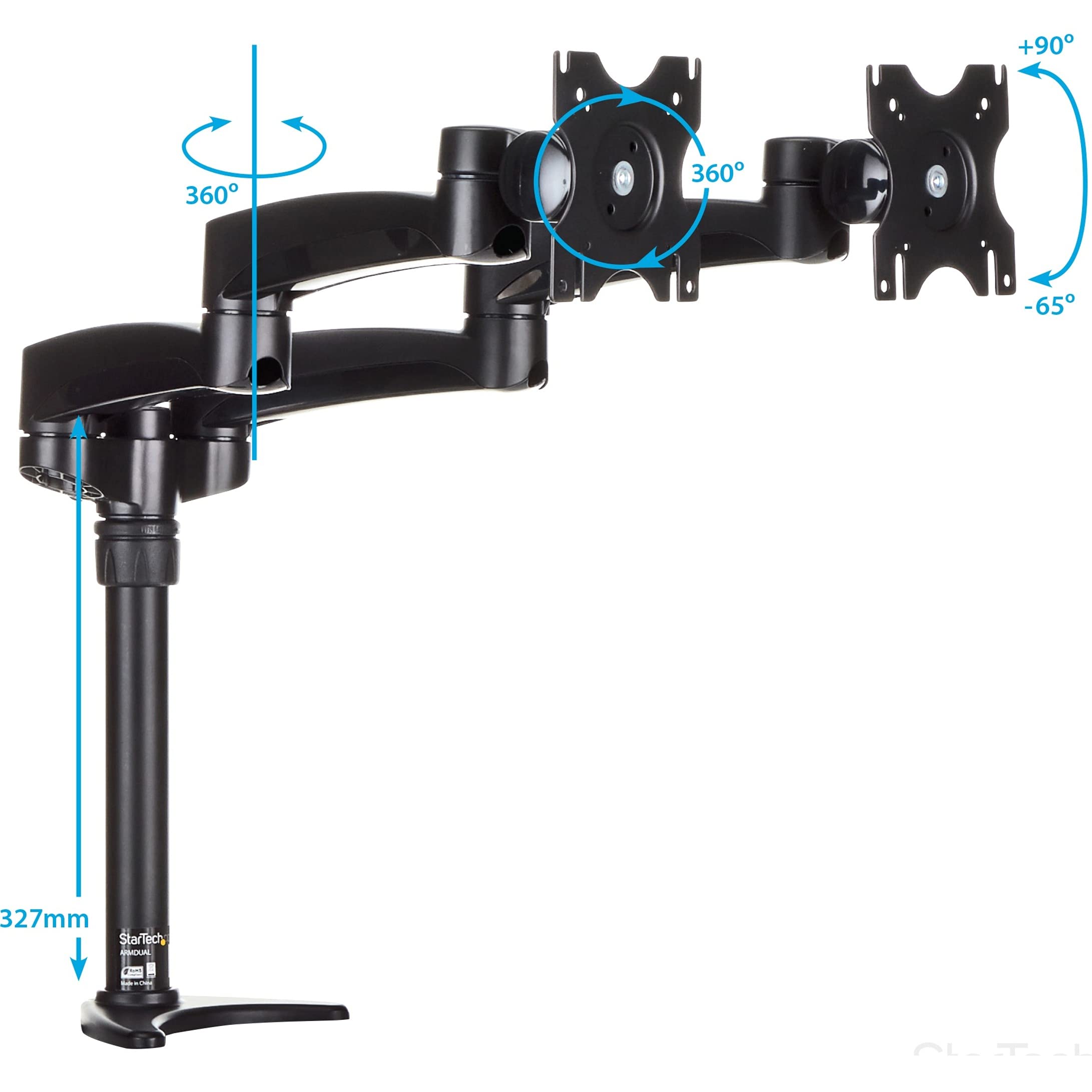 Startech.Com Desk Mount Dual Monitor Arm - Articulating - Supports Monitors 12 To 24 (29.9Lb/13.6Kg) - Adjustable Vesa Monitor