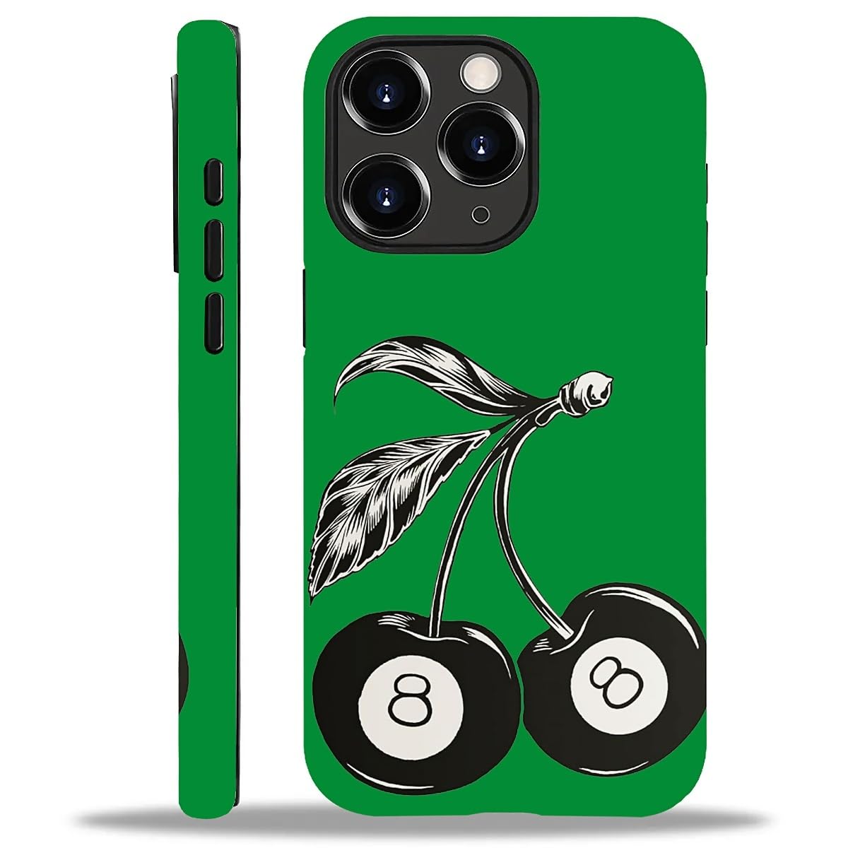 WANKBLC Compatible with iPhone 11 Pro Matte Case, Cute 8 Billiard Ball Cherry Fruit Pattern for Girl Full Body Design Soft Silic