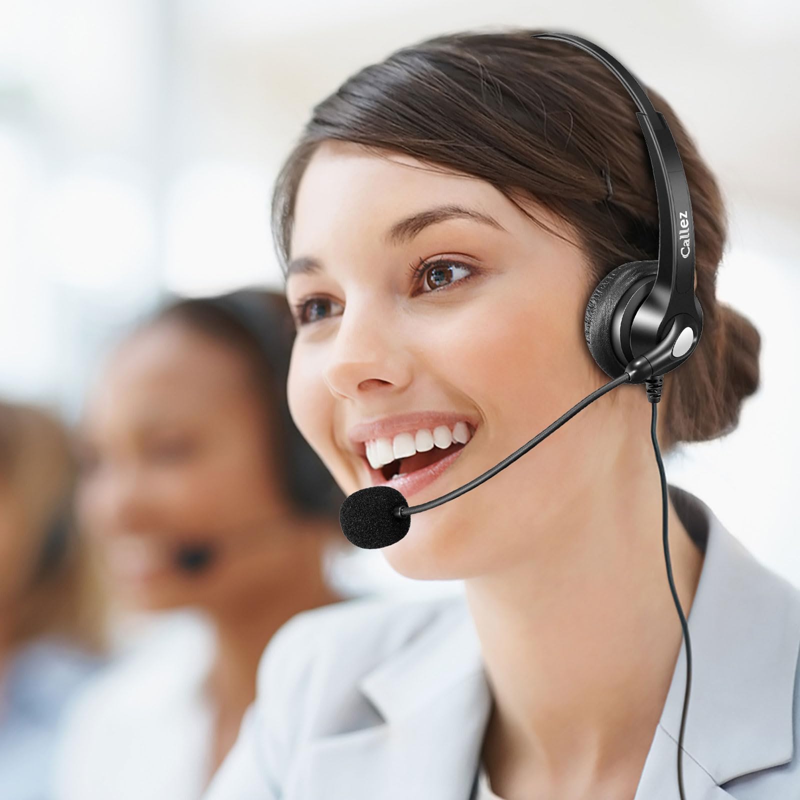 Callez Phone Headset With Noise Cancelling Microphone And Volume Control, Office 2.5Mm Telephone Headsets Compatible With Panaso