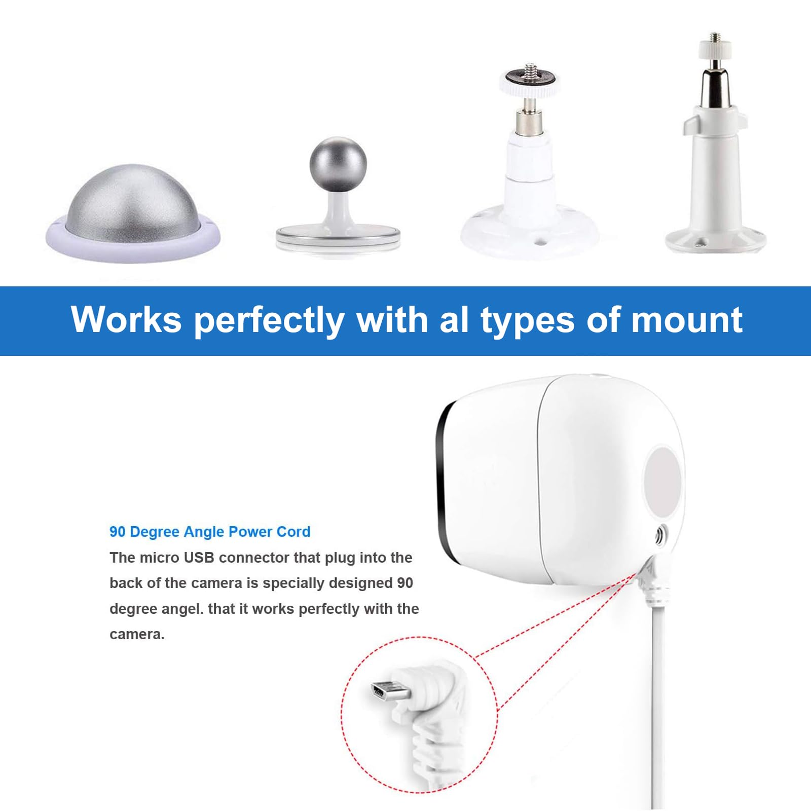 Charging Cable For Arlo Pro And Arlo Pro 2, Jessy Charger And Power Cord Compatible With Arlo Pro/Pro 2/Go/Security Light, 30Ft/