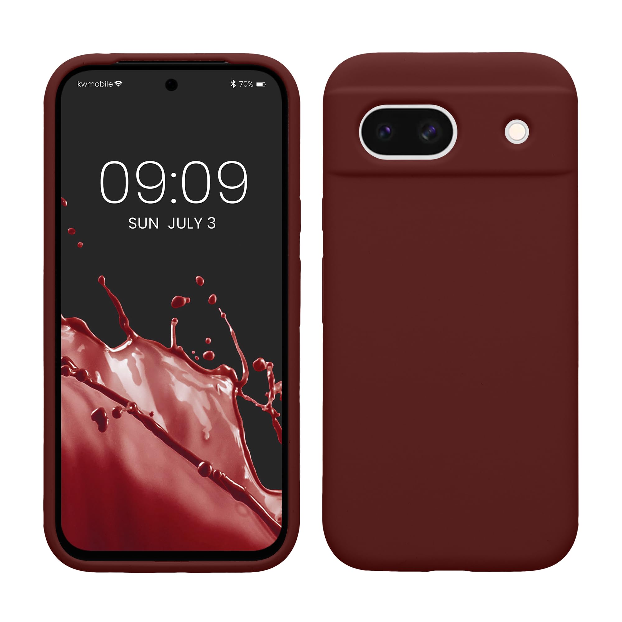 kwmobile Case Compatible with Google Pixel 8a Case - TPU Silicone Phone Cover with Soft Finish - Tawny Red