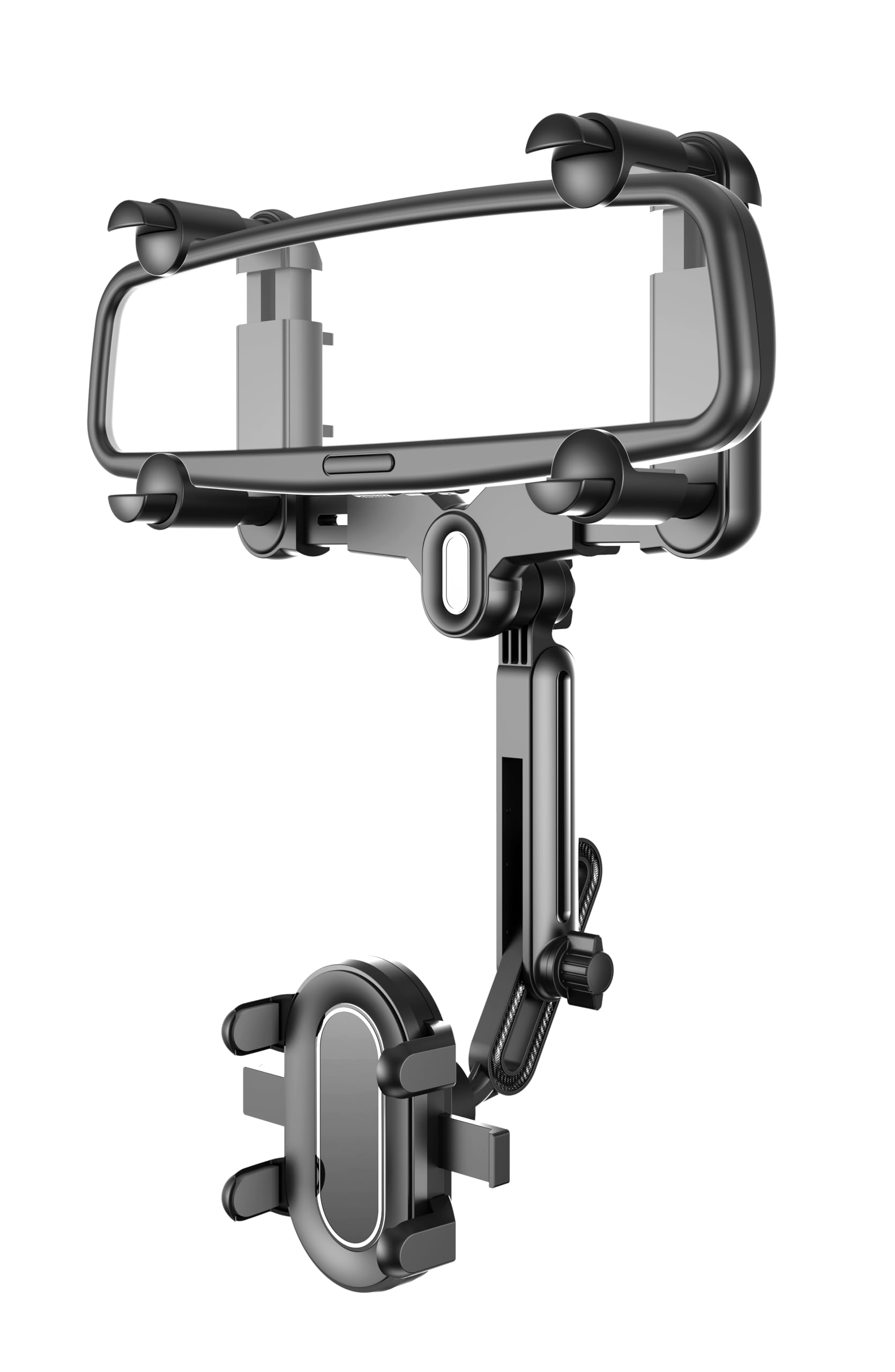 Rearview Mirror Phone Holder For Car, Upgraded Car Phone Mount For Rear View Mirror With Adjustable Design 360Rotatable And Retr