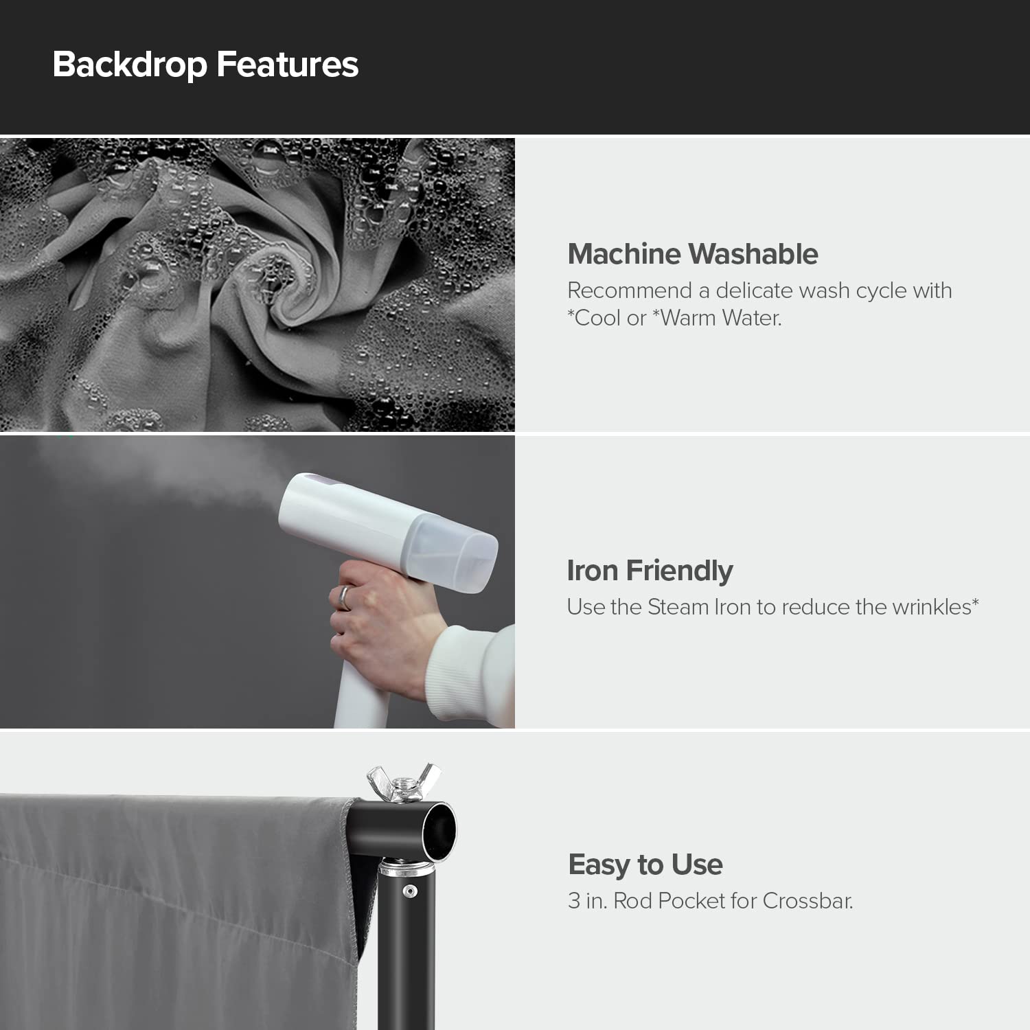 Limostudio 9 X 15 Feet / 108 X 180 Inch Gray Photography Backdrop Screen Background, Premium A+ Grade High 150Gsm Density Thicke