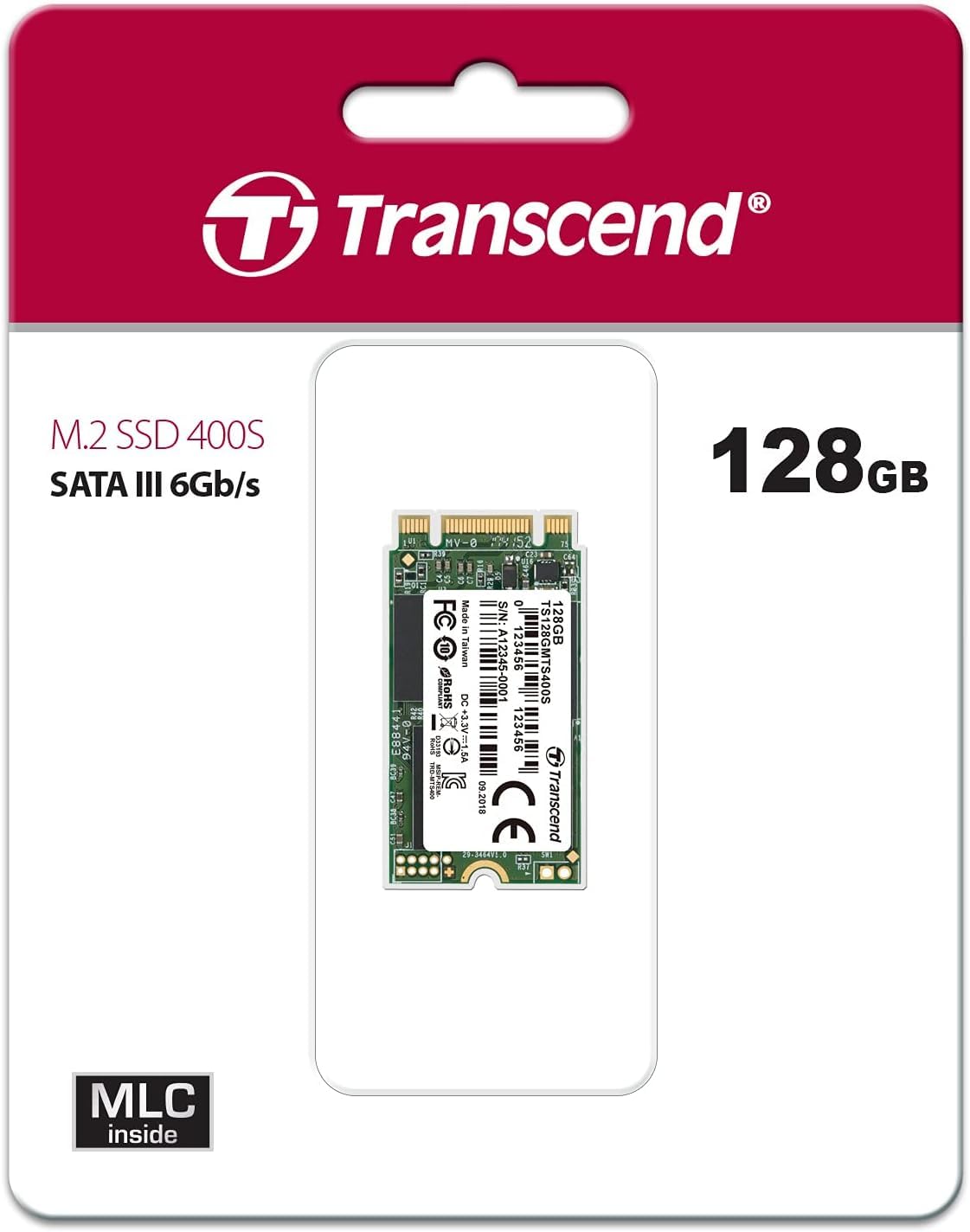 Transcend 128GB SATA III 6Gb/s MTS400 42 mm M.2 SSD Solid State Drive (TS128GMTS400)