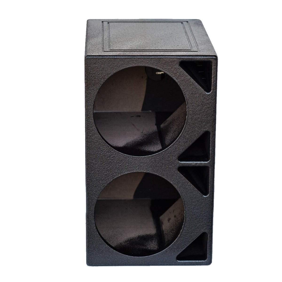 Q Power Dual 10" Vented Subwoofer Enclosure Box, Black, Model QBOMB10TB, Durable Bedliner Spray, Spring Loaded Terminals